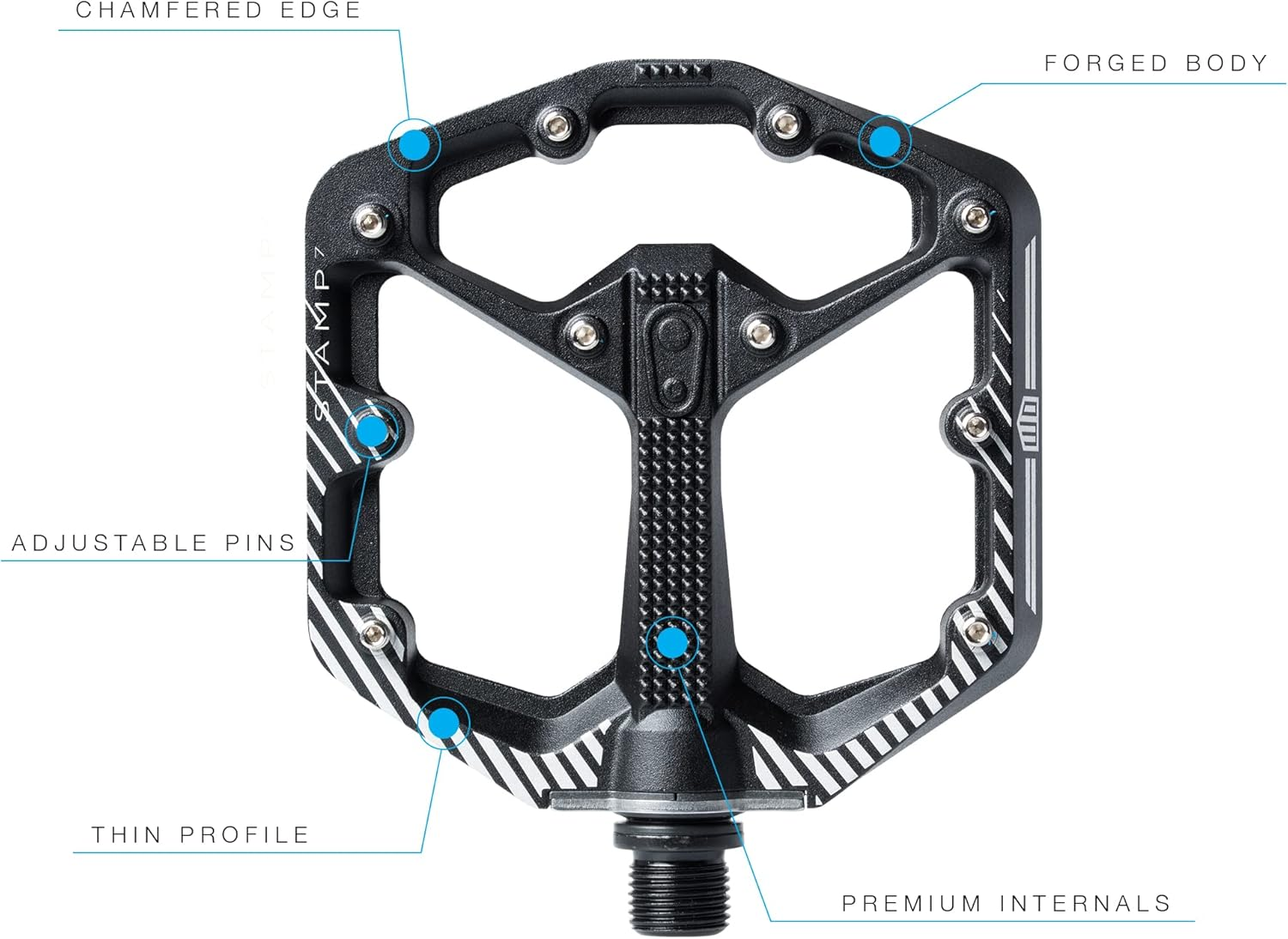 Crankbrothers Stamp Flat Pedal for BMX/MTB Bike - Bicycle Pedal, Minimalist Profile, Adjustable Grip image number 4