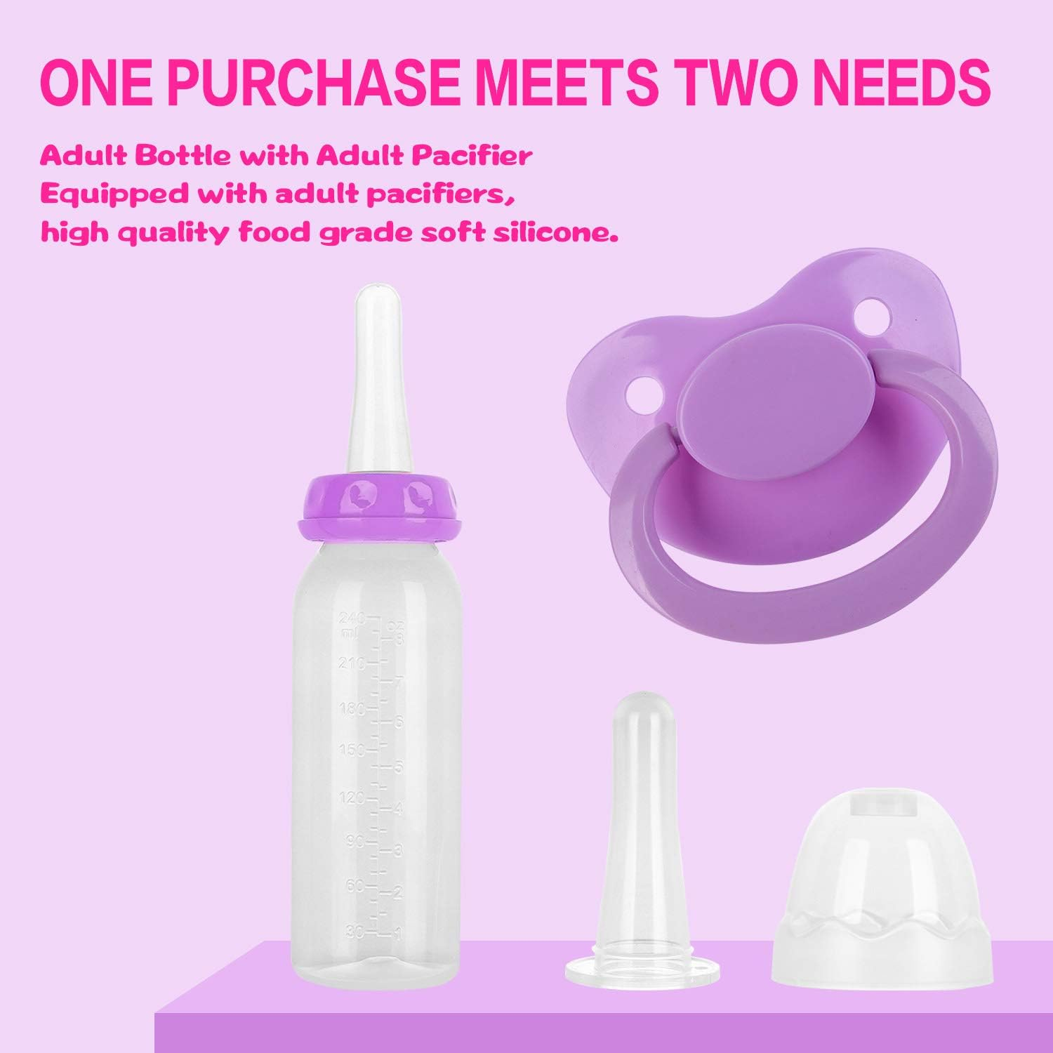 Adult Bottle with Big Sized Pacifier Set (Purple) image number 4