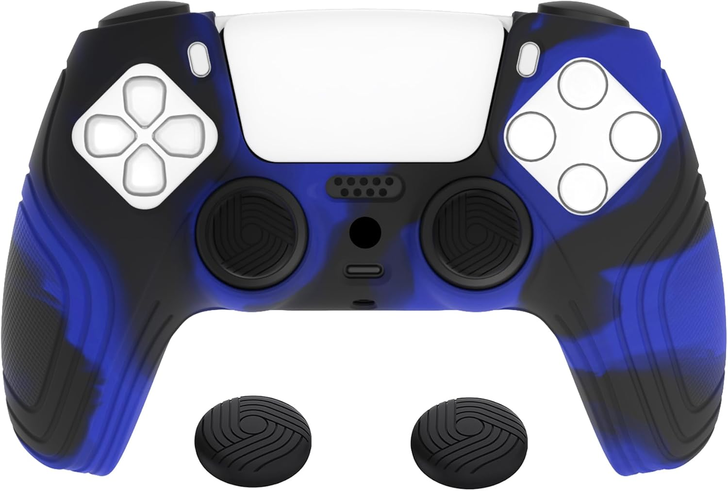 Extremerate Playvital Samurai Edition Clear White Anti-Slip Controller Silicone Skin for Ps5, Ergonomic Soft Rubber Protective Case for Ps5 Controller with Clear White Thumb Stick Caps