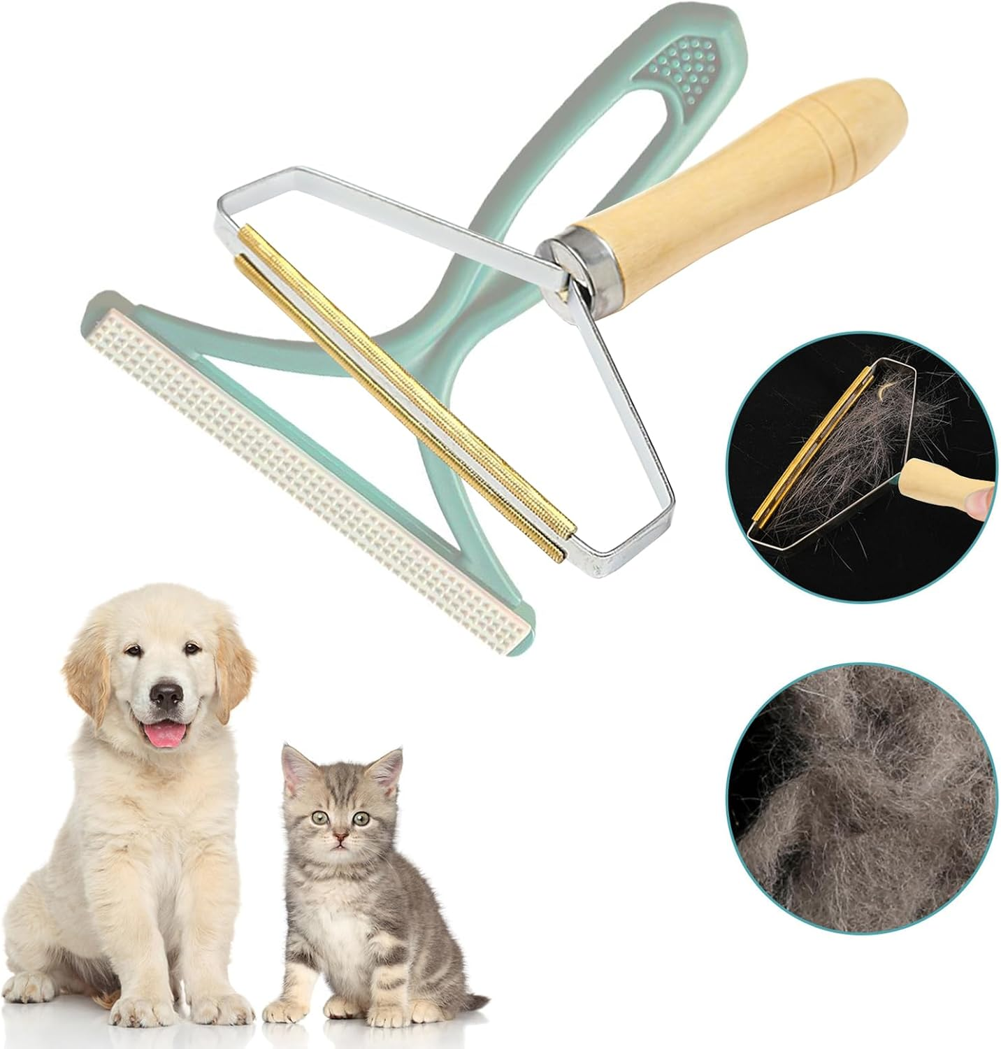 2 Pcs Manual Fabric Shaver Set, Portable Lint Removers for Furniture, Clothes, and Carpets, Pet Hair Removal Tools with Metal Scraper and Reusable Brush