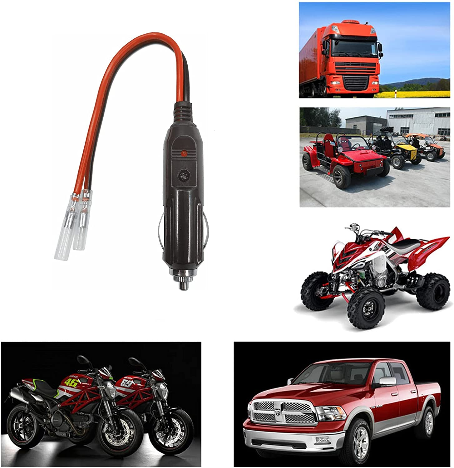 Car 12V Cigarette Lighter Male Plug with Leads (2) image number 4