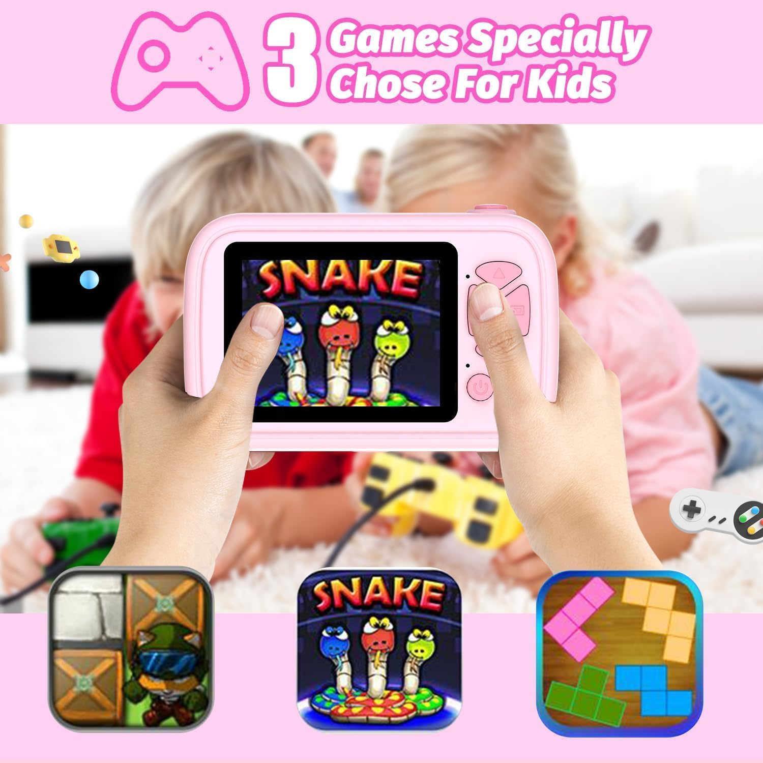 ZONEY Kids Camera Toys,Children'S Camera with Flip-Up Lens for Selfie & Video, 32G 1080P HD Digital Camera with Flash Lamp, Video Recorder, Birthday Gifts for Boys Girls (Pink) image number 4