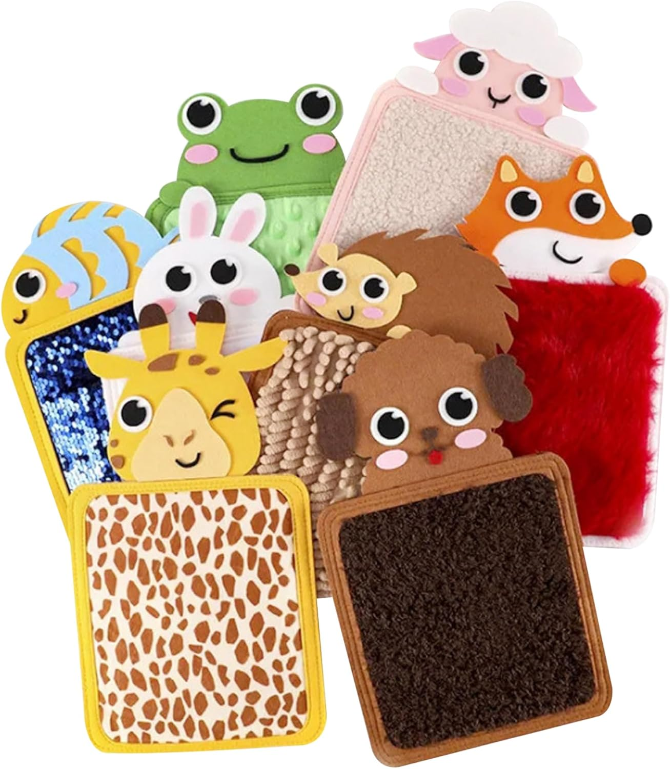 Whyzsjnclg Sensory Mats Set, 8PCS Soft Animal Themed Sensory Toys with Different Textures, Engaging Stress Relief and Focus Sensory Board for Sensory Development for Toddlers, Little Kid