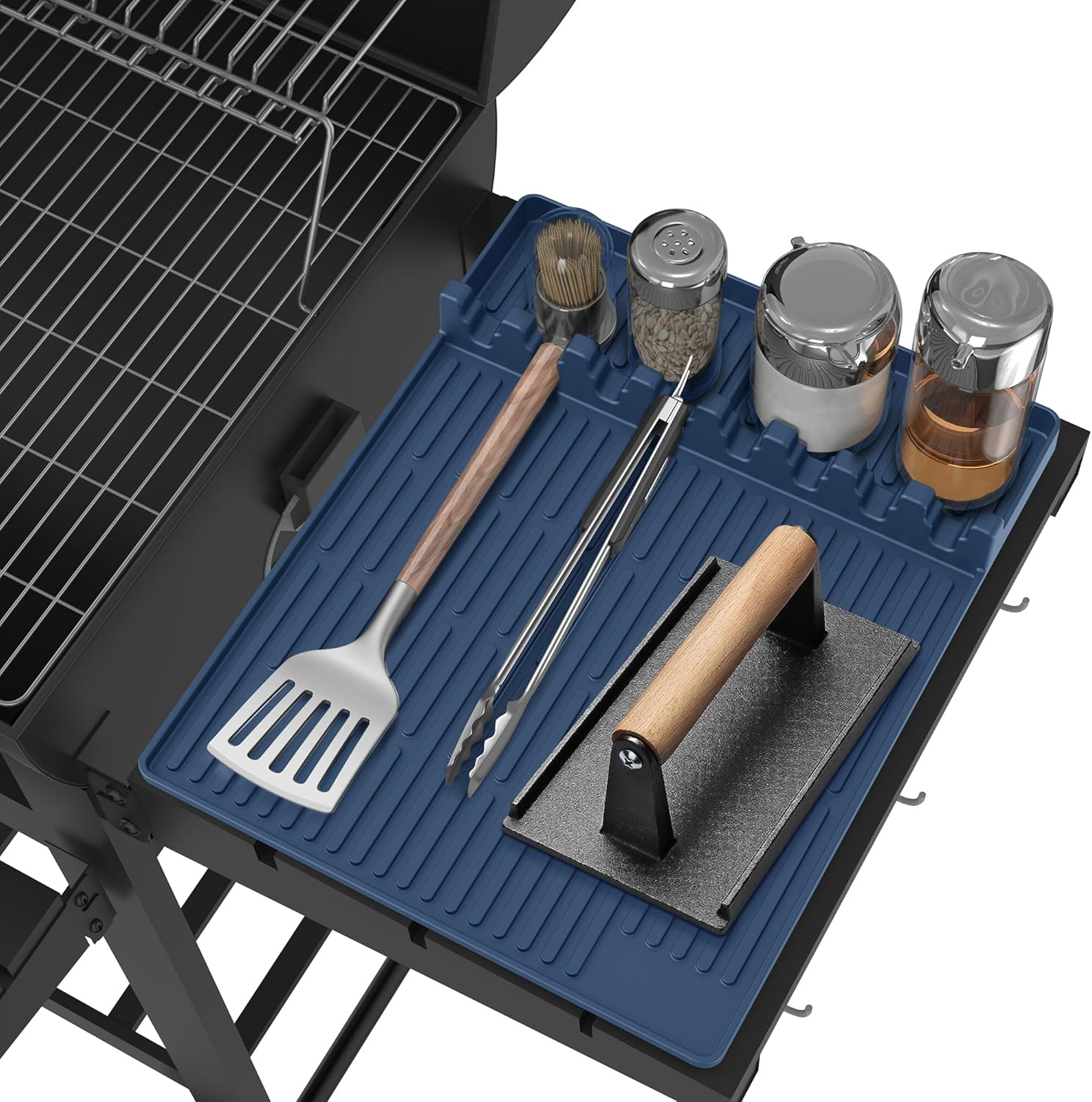 Silicone Griddle Tools Mat for Blackstone - Large Silicone Spatula Mat with Drip Pad - Griddle Mats BBQ Grill Accessories - Side Shelf Mats Grill Pad for Blackstone Griddles Accessories (Orange)