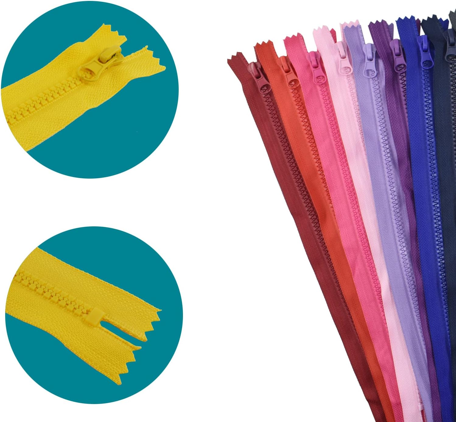 20PCS #5 Resin Non-Separating Zippers Jacket Zippers 20 Colors Mixed Close-End Zippers Molded Plastic Zippers Bulk for Sewing Clothes Purse Bags Garment Home DIY Projects image number 6