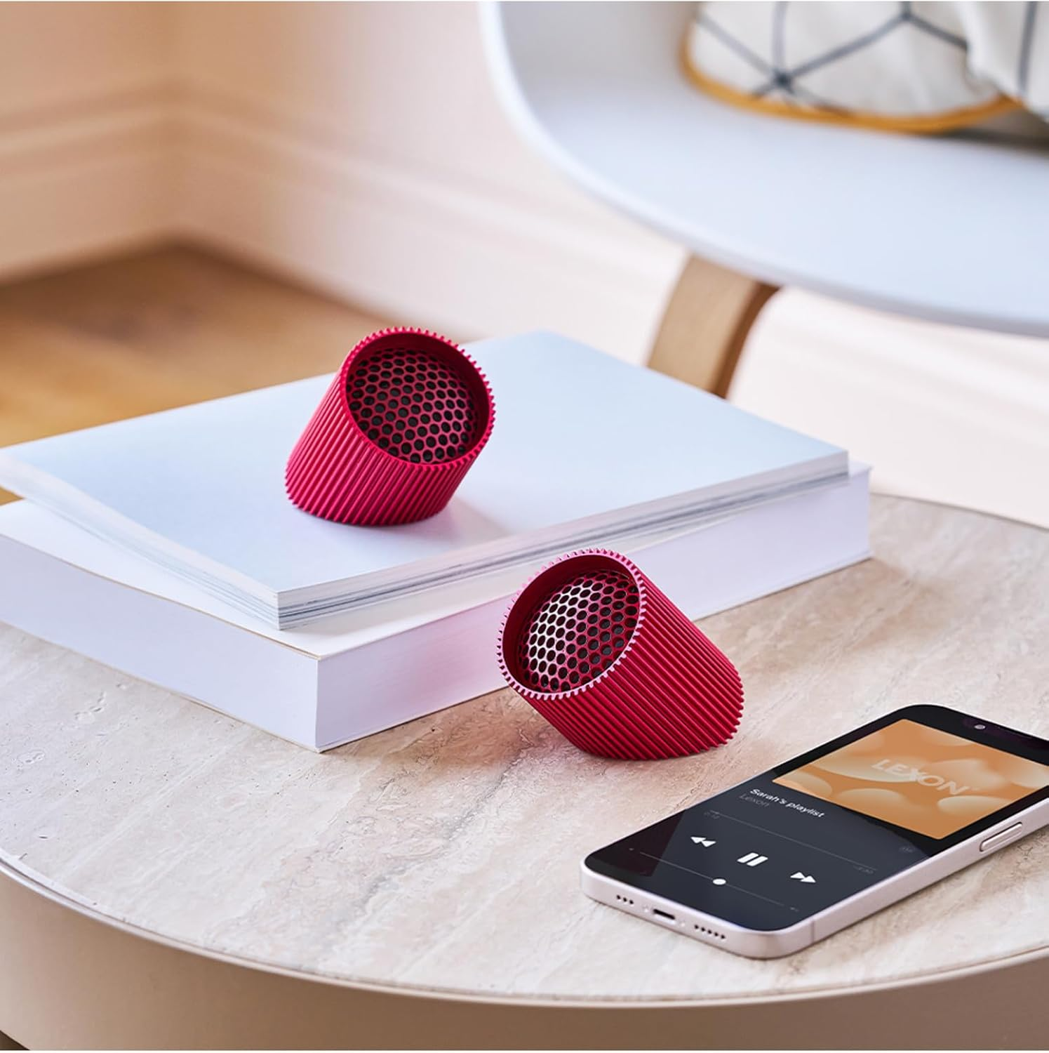 Lexon Ray Set of Magnetic Bluetooth Speakers, Red