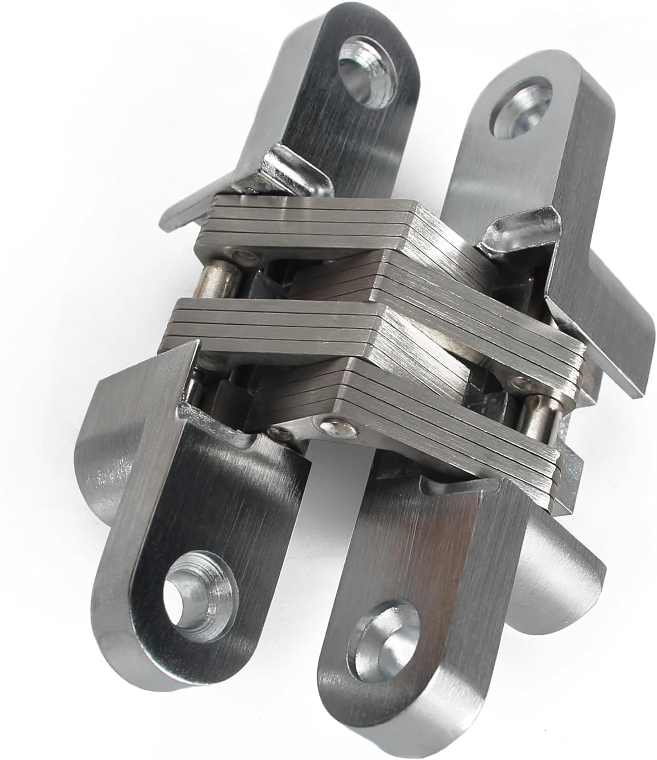 Hidden Hinges (1 Pair) Zinc Alloy Invisible Door Hinges 94MM*18MM (Silver)