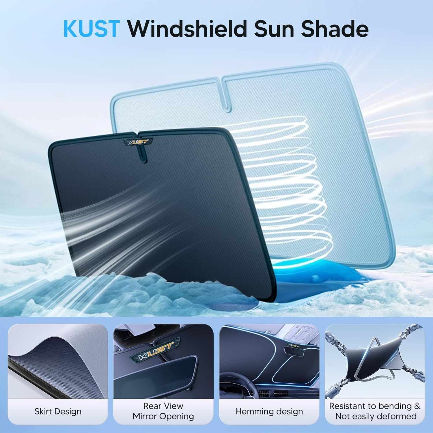 KUST Windshield Sun Shade for Kia Sorento SUV Accessories 2021-2024 2025 Window Sunshade Sun Visor Protector Foldable Blocks UV Rays Keep Your Car Cooler image number 5