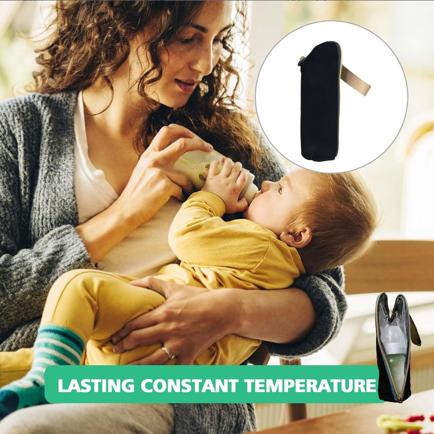 2Pcs Insulated Baby Bottle Tote Bags - Baby Bottle Warmer Bag & Breastmilk Cooler Bag | Leakproof Feeding Bottle Bag for Daycare, Travel, Stroller | Durable Waterproof Design with Hanging Clip image number 4