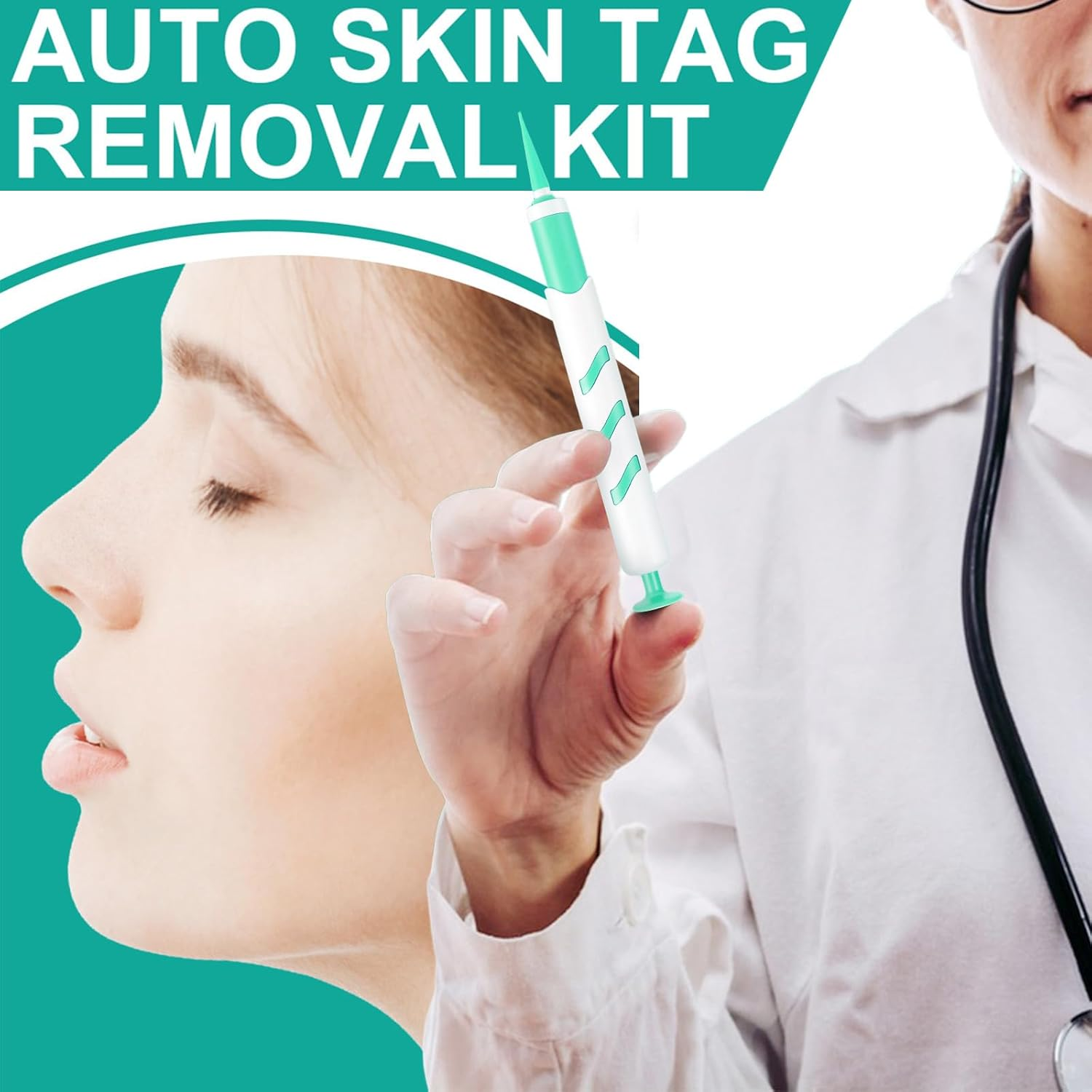 Skin Tag Remover Pen, 2-In-1 Standard Wart Remover, Skin Tag Removal, with 36 Repair Patches and Wet Wipes, Small Rubber Ring Suitable for Skin Tags Ranging from 1 Mm to 4 Mm in Size image number 1