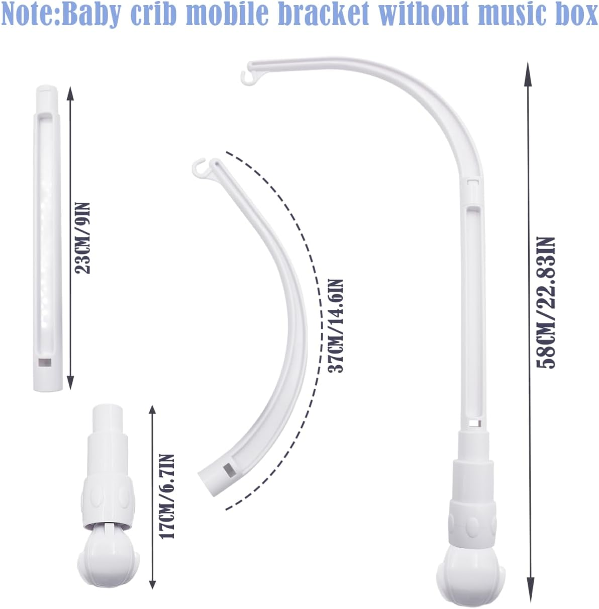 Baby Mobile Holder White Removable Adjustable Changing Table Mobile, DIY Wind Spinner Hanging for Cot, Children'S Room Decoration, from 0+ Months &ndash; without Toys and without Music Box Module image number 4