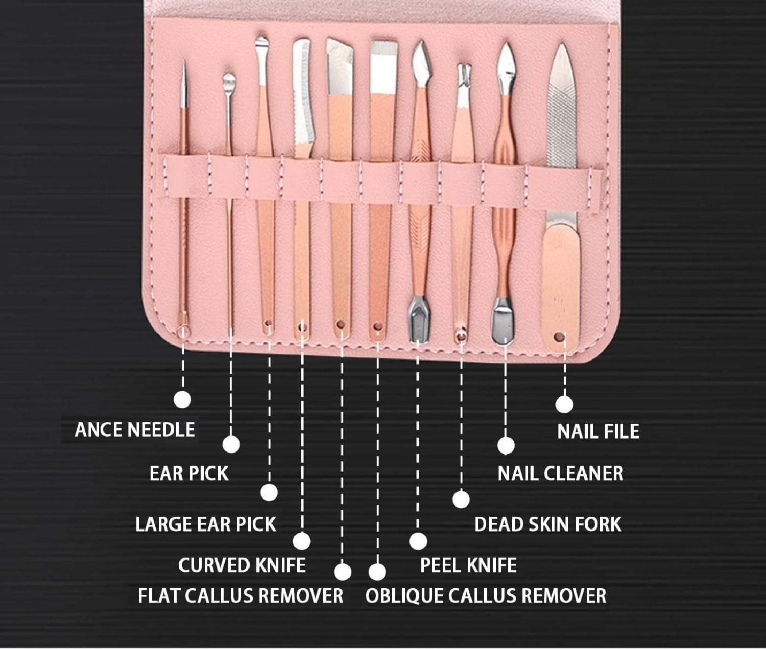 Manicure Set, Pedicure Set, 16 in 1, JUYOU Professional Grooming Kit-Stainless Steel Nail Clippers Set Travel Case-Facial and Nail Care Tools for Men and Women (Rose Gold 16 in 1) image number 3