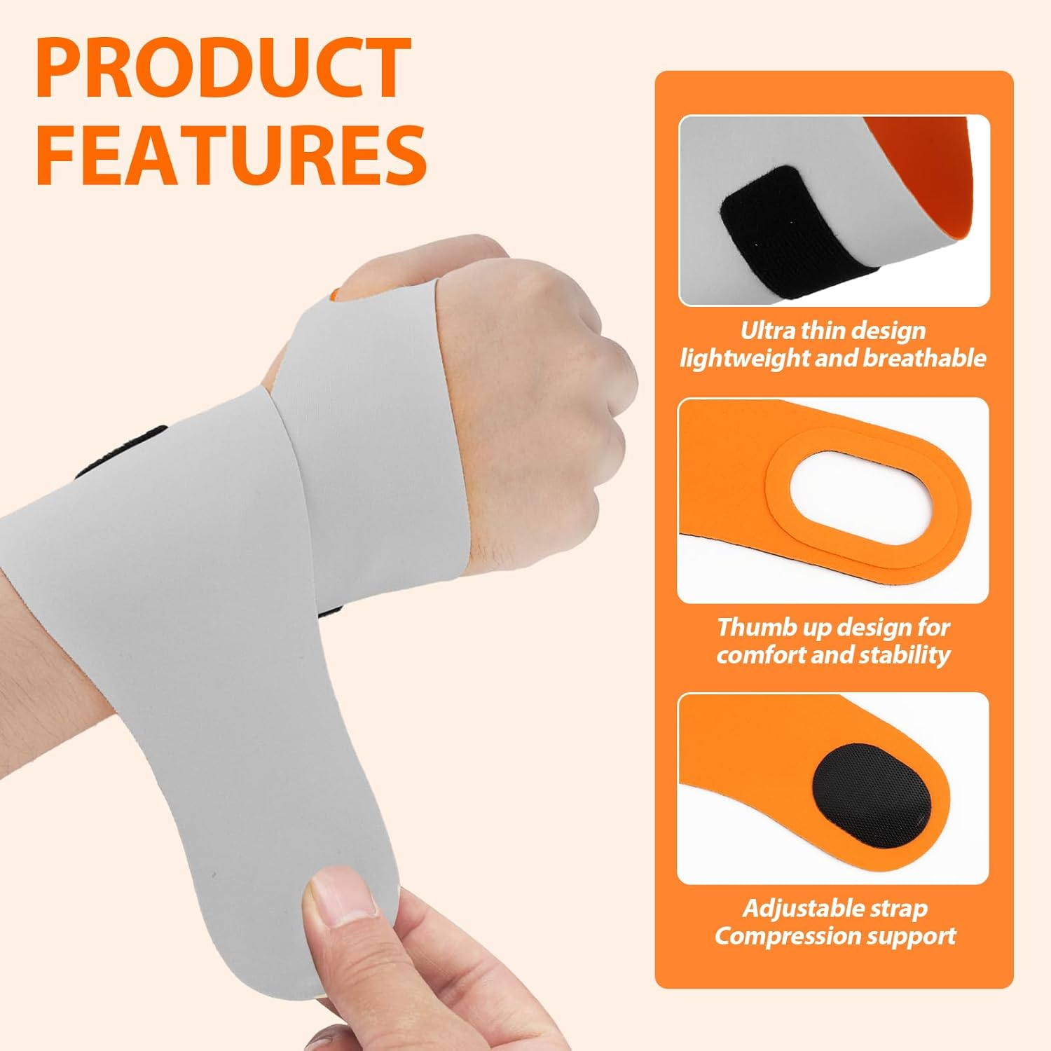 2 Pcs Wrist Support Brace, Lightweight Breathable Adjustable Wrist Support Brace, Relieves Carpal Tunnel Syndrome and Sore, Carpal Tunnel for Full Time Mother Keyboard Player Tennis(Gray)