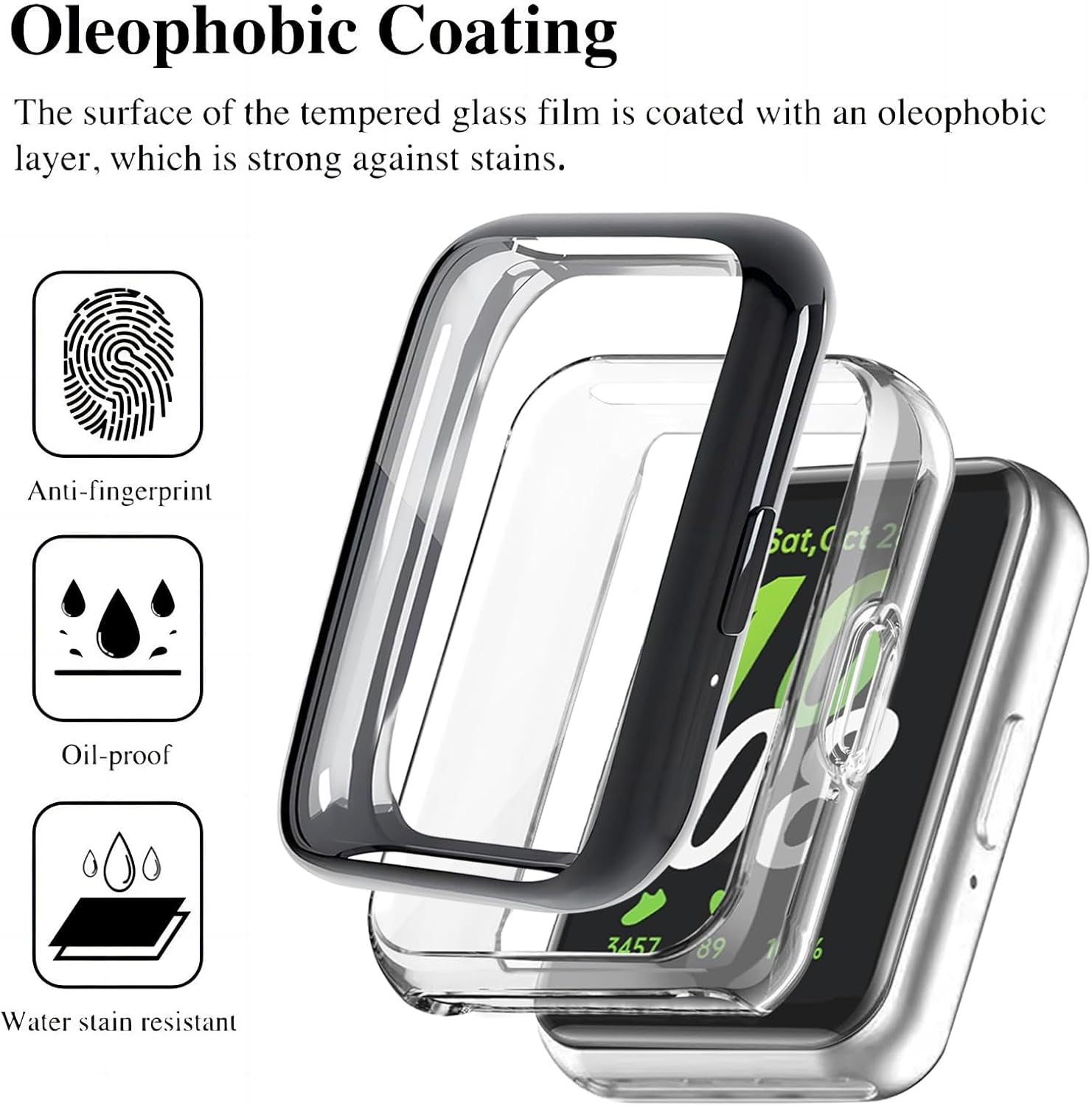 USTIYA 2X Case for Samsung Galaxy Fit 3 Smartwatch Cover Screen Protector TPU (Black + Clear) image number 4