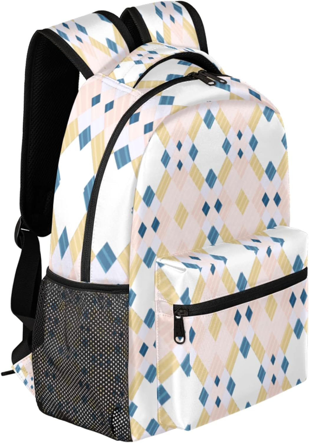 Tropicallife Artistic Abstract Square Backpack Lightweight Waterproof Travel Rucksackart Grid Stylish Backpack for Man Women image number 6