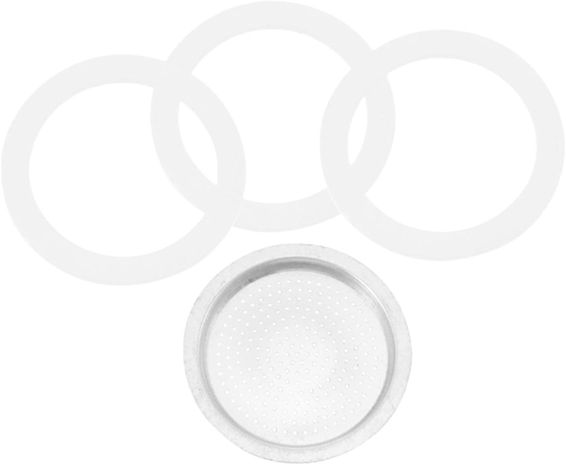 NOLITOY Coffee Pot Replacement Parts Set &ndash; 3 Silicone Gaskets with Aluminum Alloy Filter for 150Ml Espresso Maker &ndash; Silicone Sealing Rings for Coffee Pot Accessories image number 3