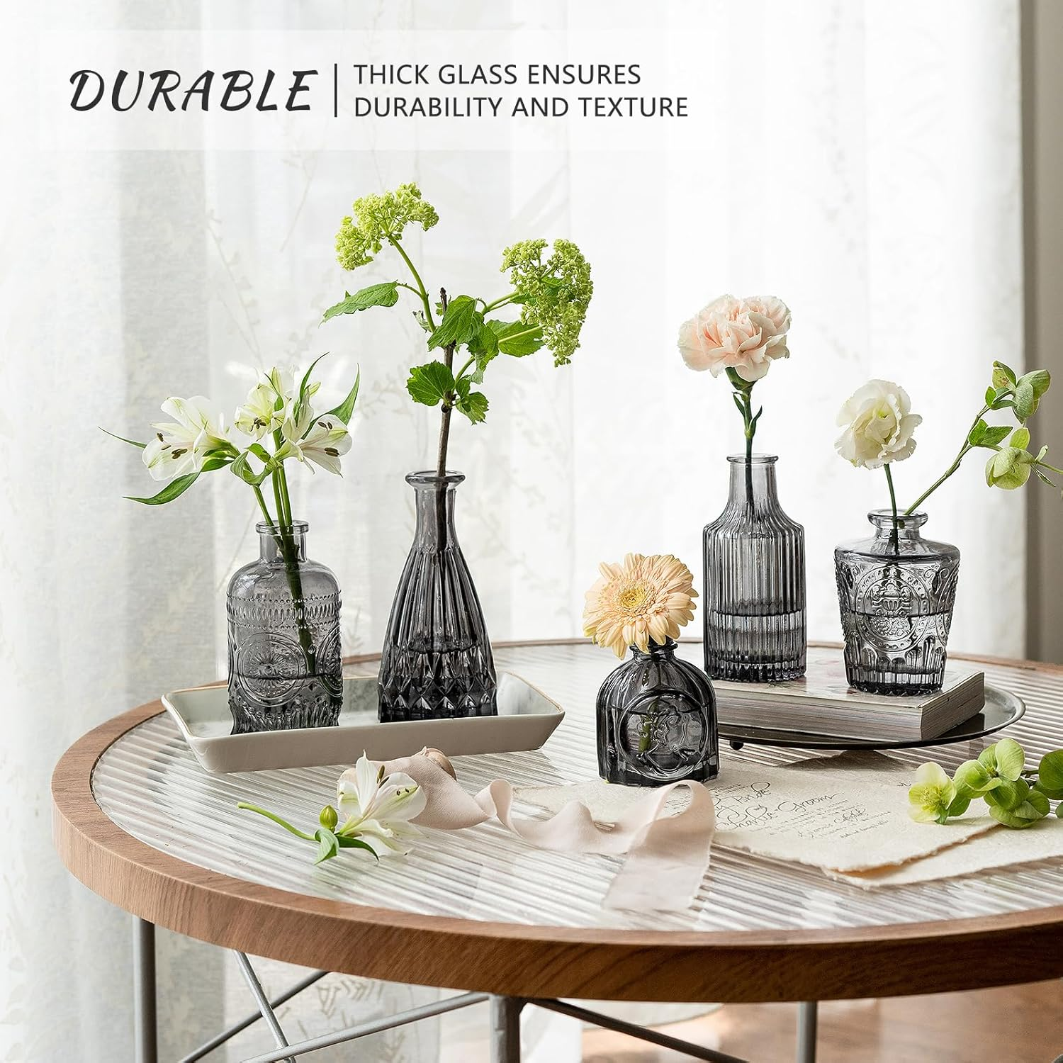 SUPMIND Bud Vase Set of 12, Black Bud Vases in Bulk, Small Flower Vases for Centerpieces, Mini Vintage Vase for Rustic Wedding, Home,Table Decoration image number 3