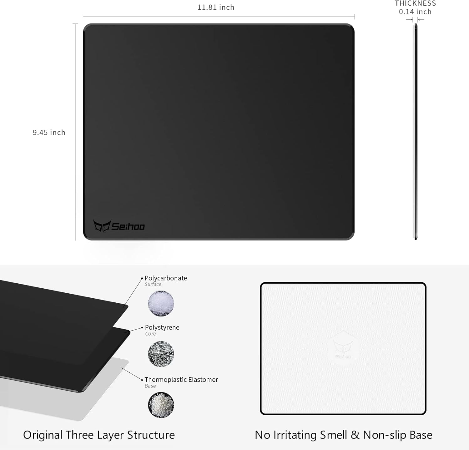 Plastic Resin Hard Mouse Pad Premium Esports Waterproof Ultra Smooth No Irritating Smell Environment Fast and Accurate Control for Office and Gaming Laptop(11.81X9.45In) image number 3