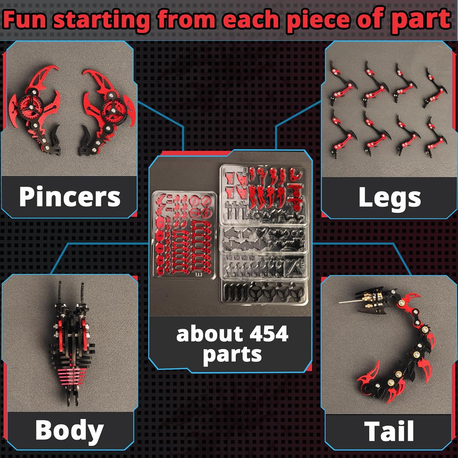 Metal 3D Puzzles for Adults, Scorpion 3D Metal Puzzles Model Building Kits DIY 3D Puzzle Model Kits for Birthday, Christmas - Silver image number 2