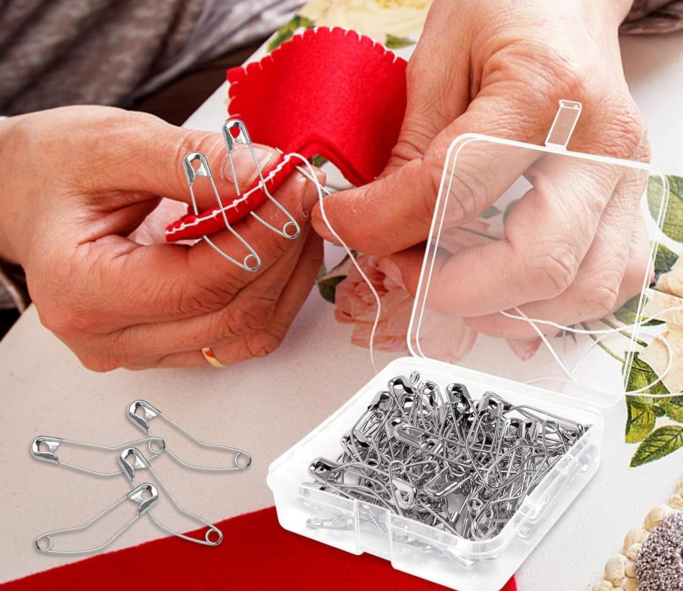 200 Pcs Curved Safety Pins, 1.5 Inch Bent Safety Pins Accessories for Crafting Quilting Knitting Sewing (Silver) image number 5