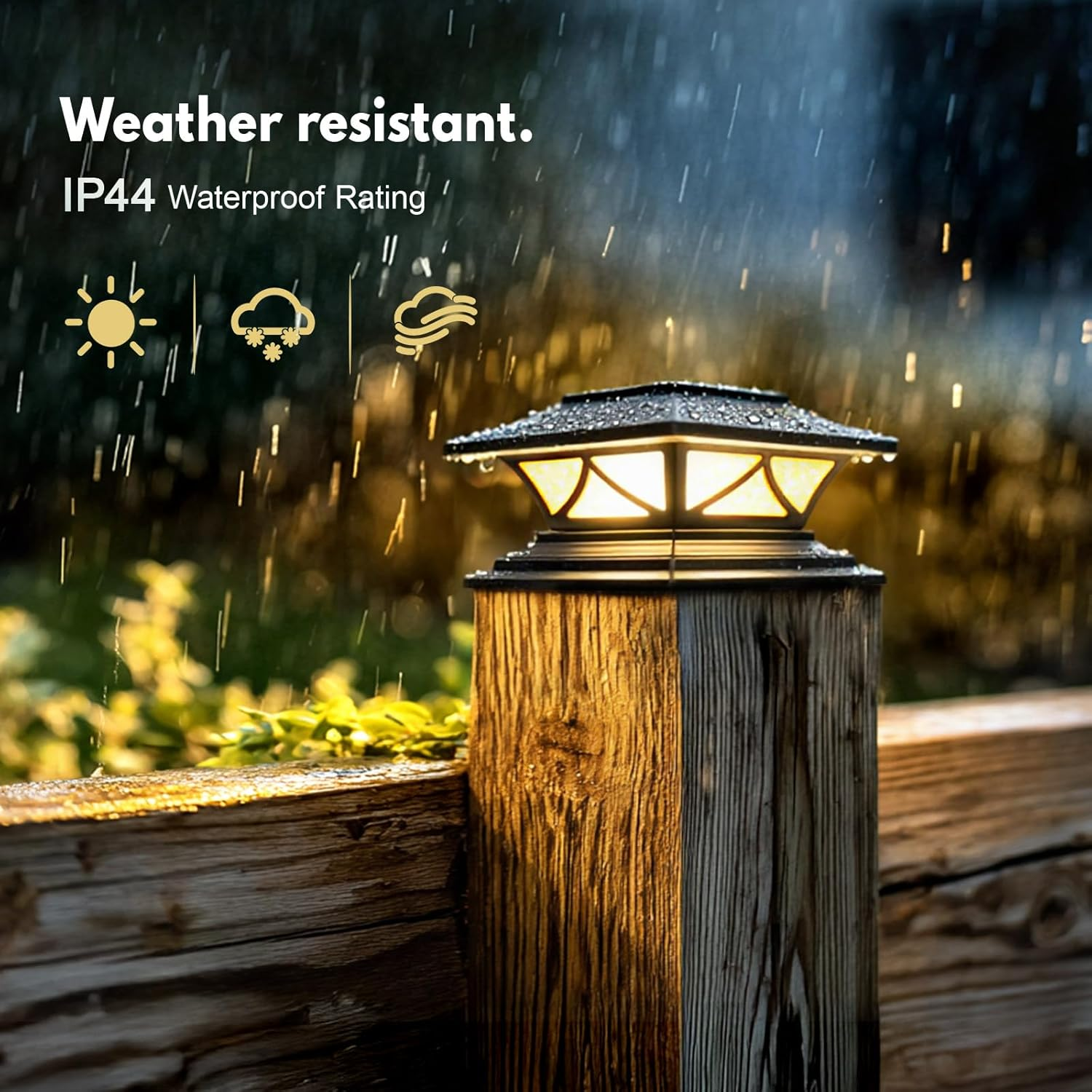 Solar Post Cap Lights 2 Pack, Solar Post Lights Outdoor Waterproof with 2 Color Modes, IP44 Deck Post Lights Solar Powered for 4X4, 5X5, 6X6 Vinyl/Wooden Posts, Decorate Deck, Patio, Porch, Fence