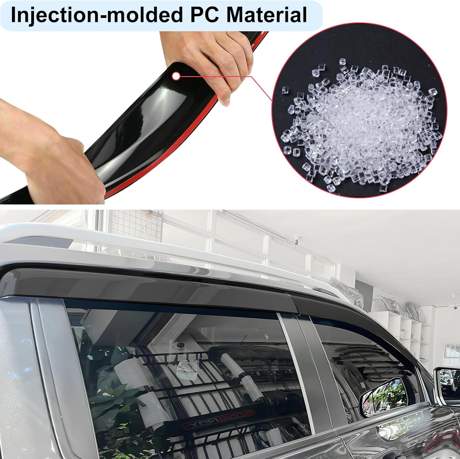 SUERAUTO4X4 for Ford Ranger Wildtrak Raptor Accessories Next Gen 2024 2023 2022 Dual Cab Weather Shield Weathershields Window Visor Wind Deflectors Injection Black, 4PCS image number 4