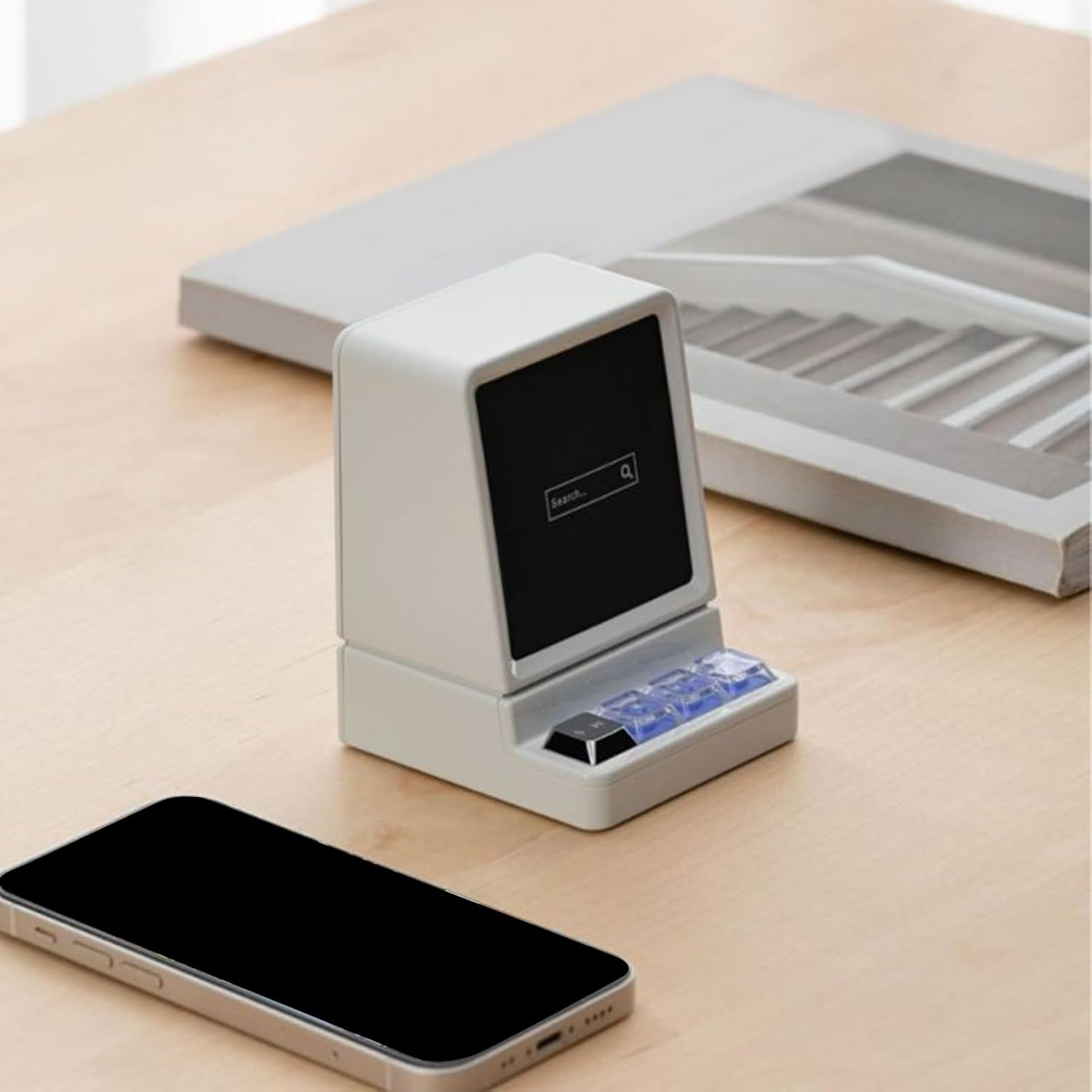 Phone Stand with Speaker | Home Cellphone Mount with Audio,Portable Computer Shape Phone Stand with Wireless Speaker and RGB Light for Study Room, Bedroom, Workplace, Travel image number 2