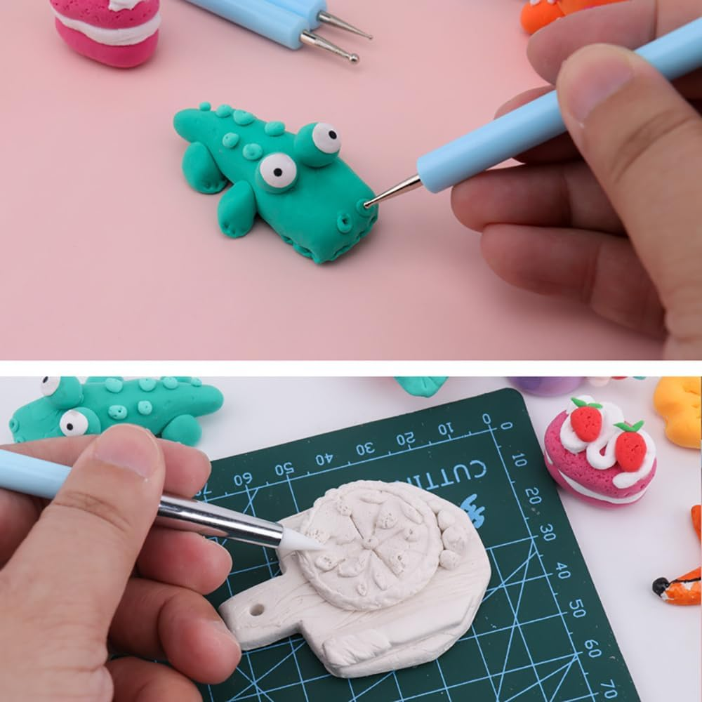 Silicone Clay Sculpting Tools 10 Piece Styling Dots for Rocks, Nails, Blending, Drawing Styling Dots Tools and Pottery Crafts DIY Crafts, Silicone Brushes, Sculpting Pottery (Silicone - 10 Pcs)