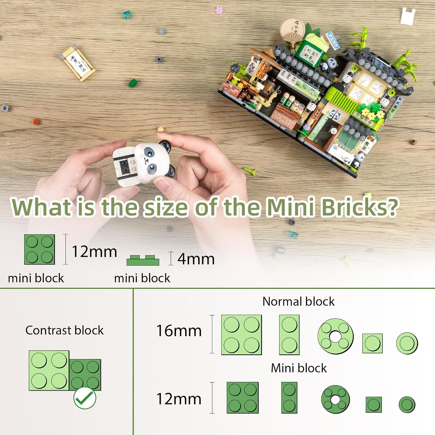Street View Tea Shop Mini Building Blocks, MOC Creative Building Toys Cute Panda Animals Building Set for Girls 6-12, Simulation Architecture Construction Toy, Gift Idea for Kids Adults (Tea Shop) image number 1