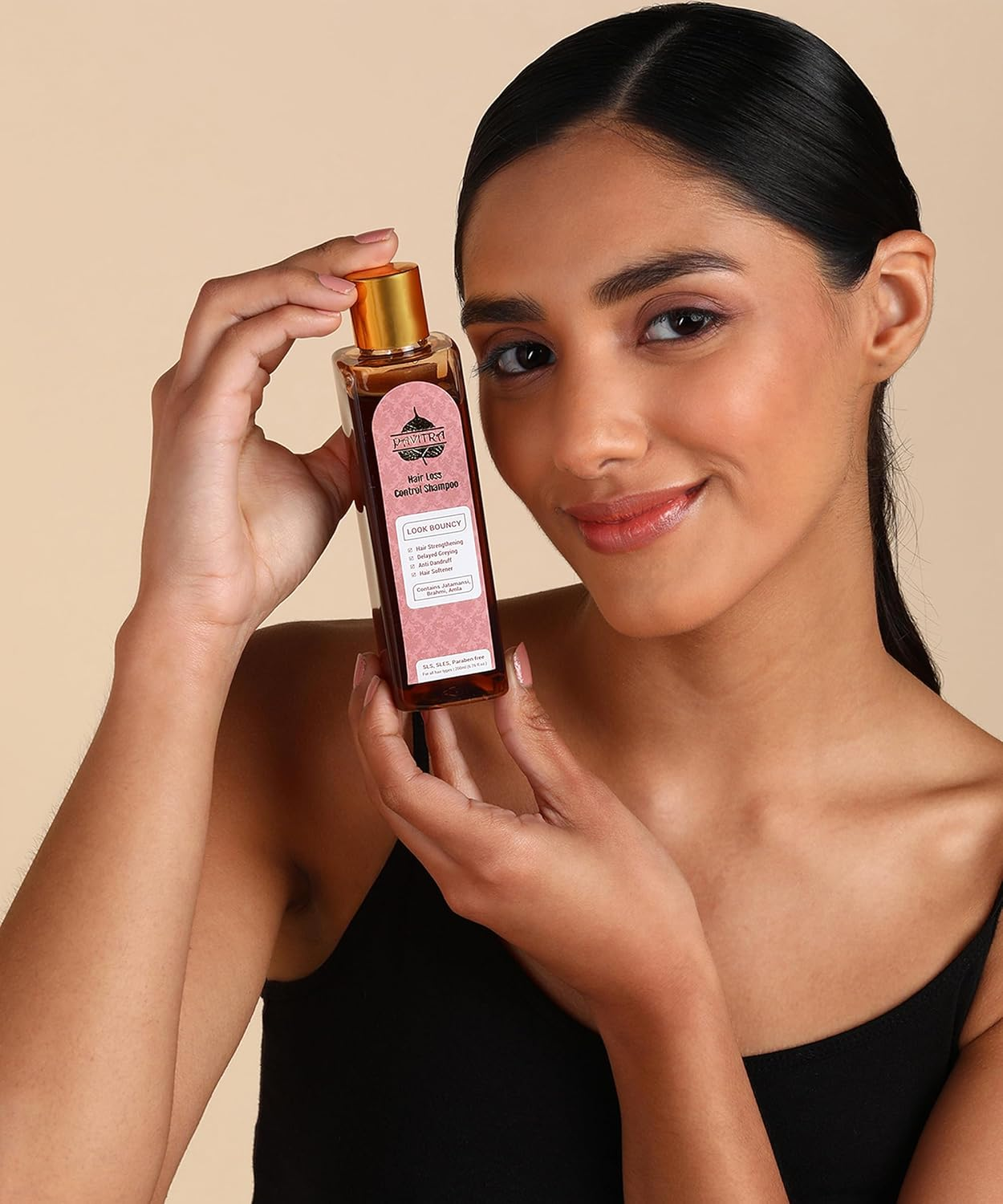 Pavitra+ Hair Loss Control Shampoo with Ayurvedic Formula with Amla, Brahmi, Bhringraj & Herbal Extracts for Deep Hair Nutrition, Thick & Bouncy Hair Growth, 200 Ml (Pack of 1) image number 1