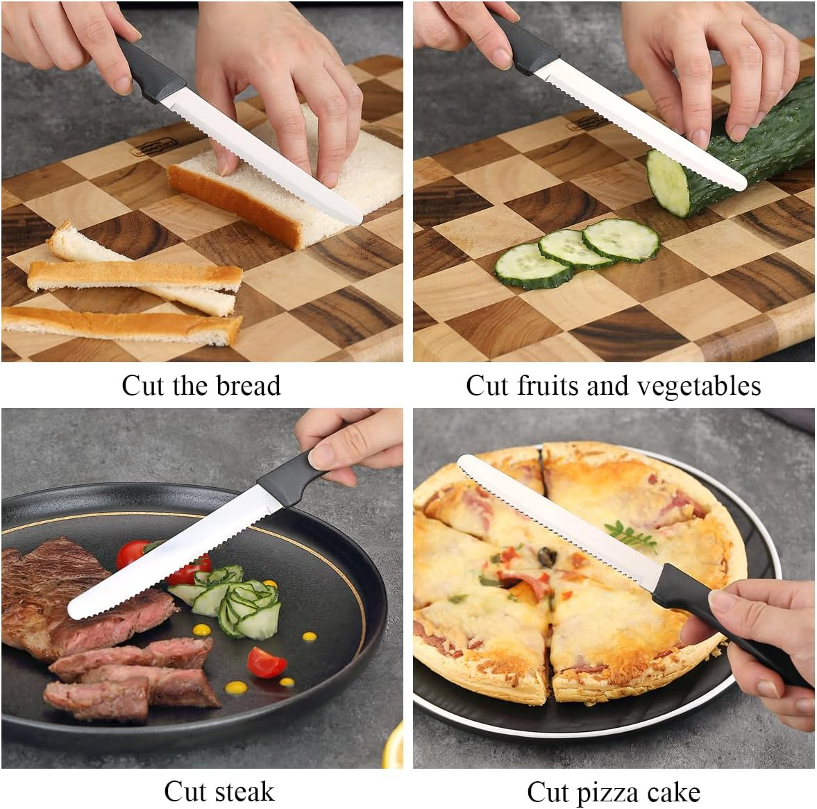 Reanea Steak Knives Set of 12, Stainless Steel Steak Knife Set, Serrated Steak Knives, Gifts for Home, Restaurant, Parties, Wedding, Camping, Outdoor image number 6