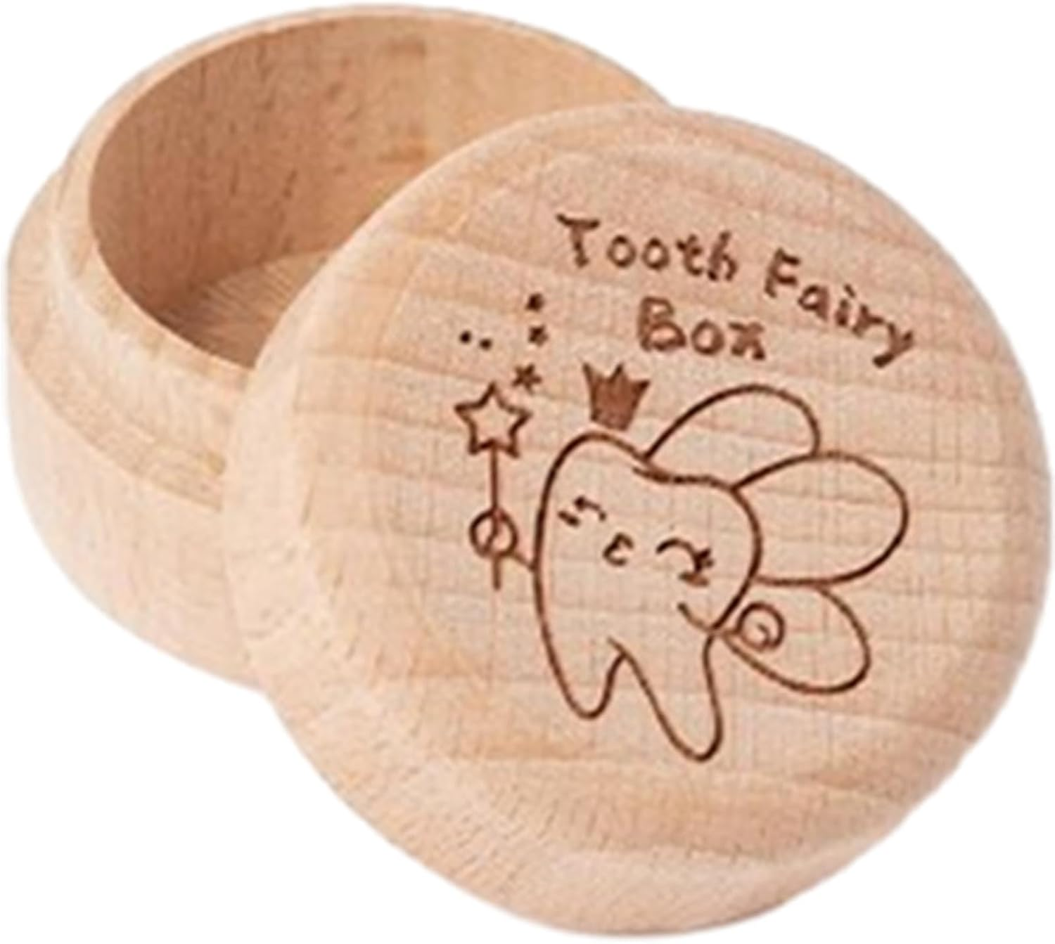 Baby Tooth Box - Cute Carved Wooden Box, Tooth Keepsake Box for Baby Teeth, Carved Box for Lost Teeth, Cute Wooden Tooth Storage Organizer, Baby Tooth Container for Kids | Fairy Gift, Baby