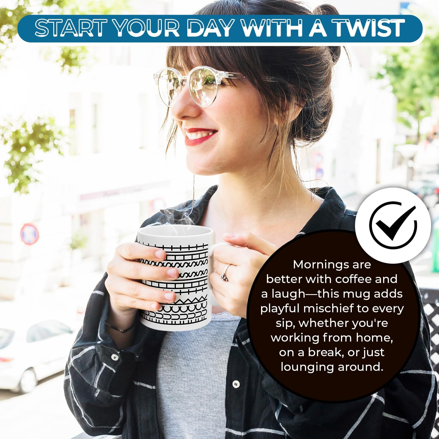 Funny Hidden Message Coffee Mug &ndash; Sarcastic Design in Pattern &ndash; Cheeky Novelty Office, Work, Coworkers, Friends &ndash; Ceramic Tea & Coffee Cup &ndash; Humour Mug for Adults with Attitude (Black) image number 3