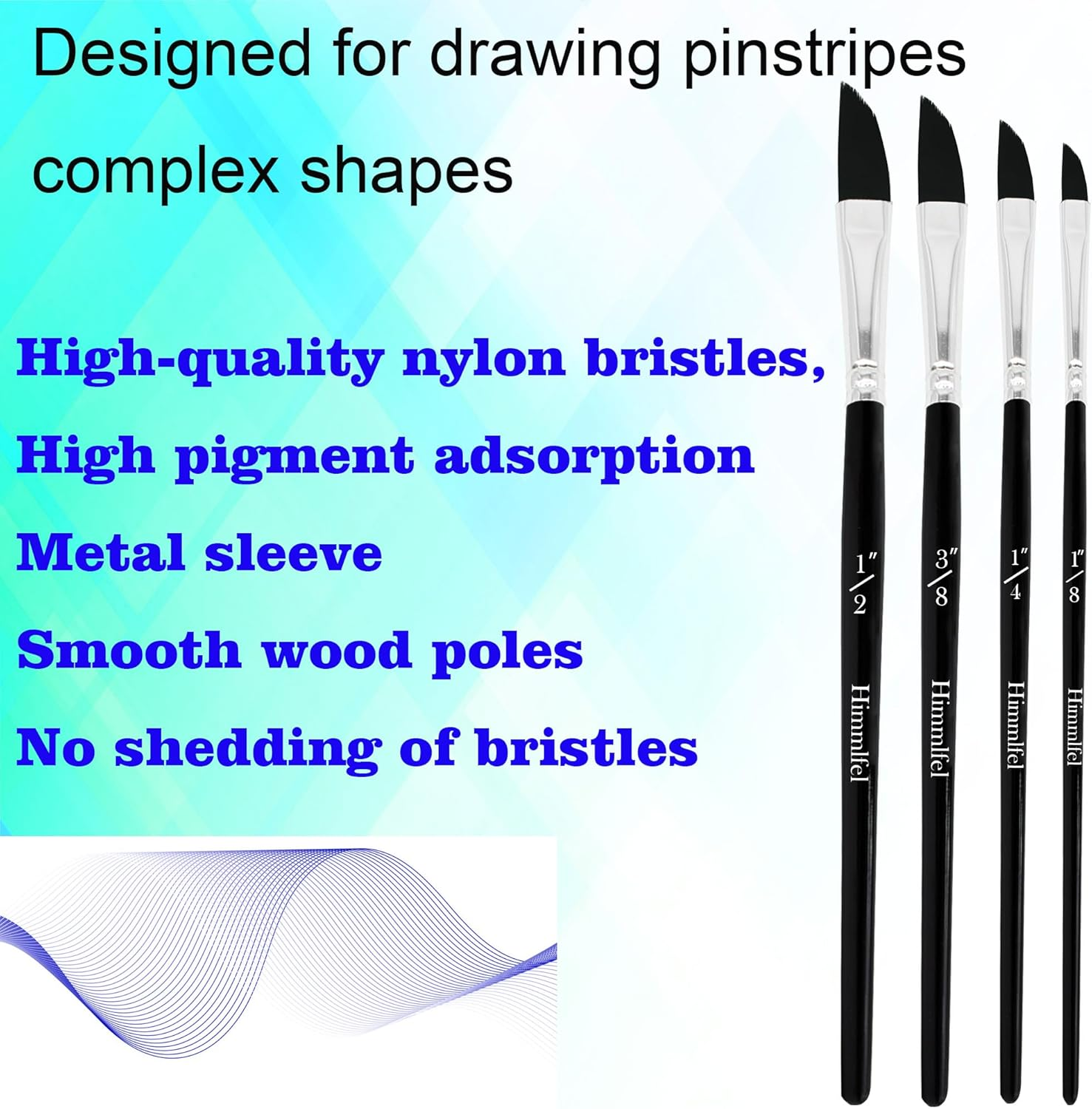 Dagger Brush Set, 4 PCS Sword Striper Brushes for Artists and Beginners, Watercolour, Acrylic, Oil, Size 1/8, 1/4, 3/8, 1/2 Inch image number 5