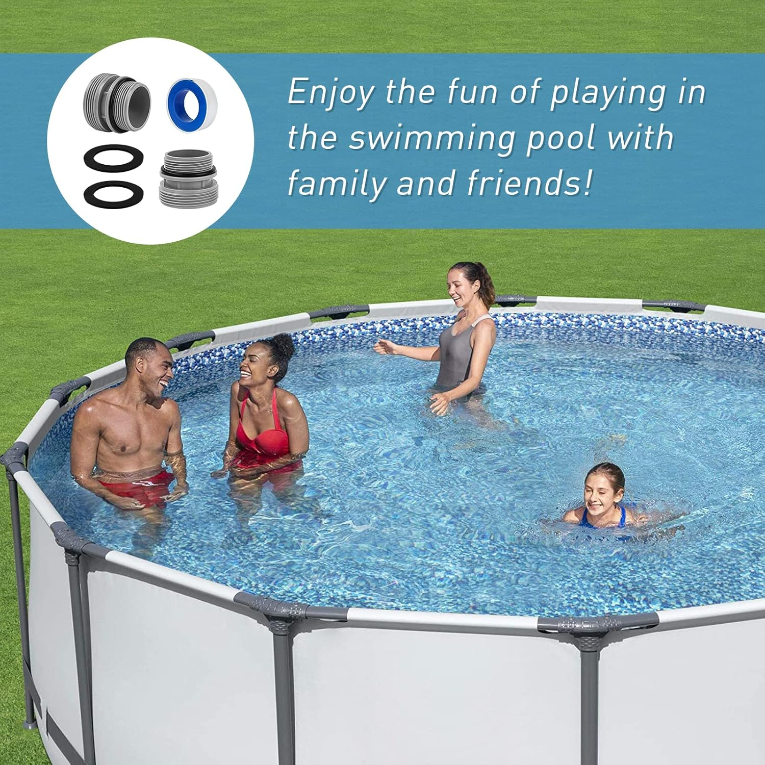 Hose Conversion Adapters Kit Compatible with Intex Coleman 4560 40Mm to 1 1/2 Inch Conversion Kit for Hayward Intex Pool Hose Connector Pool Pump Sand Filter above Ground Pools Part - 2 Pcs image number 5