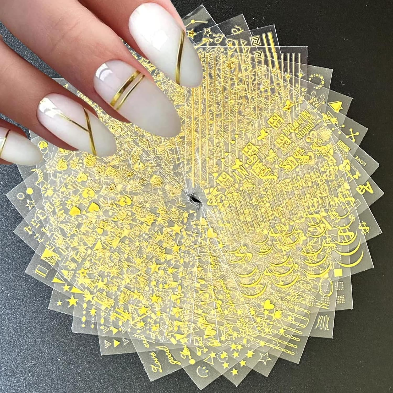 30 Sheets 3D Gold Nail Stickers - Self-Adhesive Star/Diamond/Leaf Decals for Acrylic Nails, Women&rsquo;S Nail Art Supplies image number 6