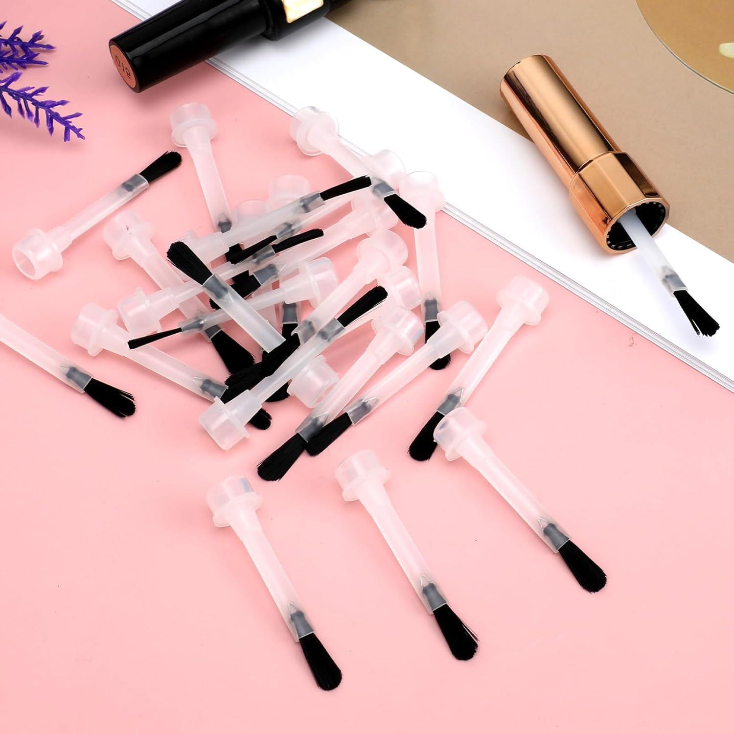 Replacement Nail Polish Brush Kit, 26 PCS Disposable Nail Polish Brush Powder Liquid Fingernail Replacement Brushes Bristles Nail Brushes with Handle for Nail Art Design Gel Polish Acrylic Application image number 2