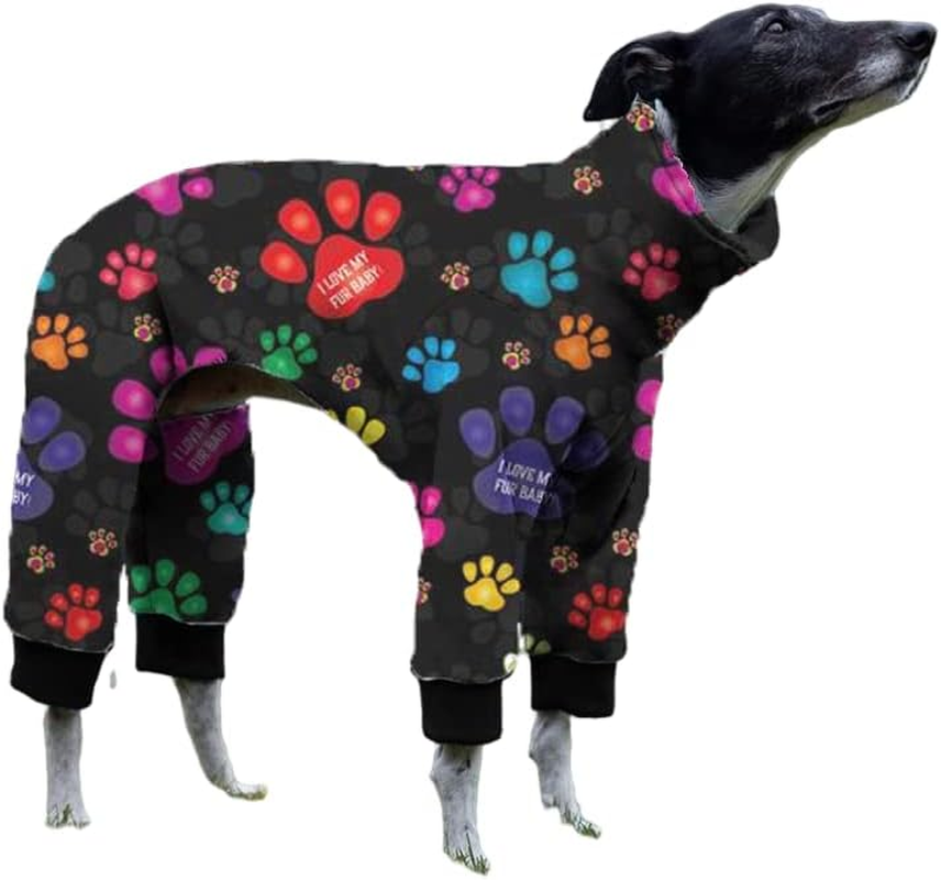 Cnkwei Dog Pajamas Medium Large Dog Paw Printed Greyhound Pajamas Jumpsuit Bodysuit