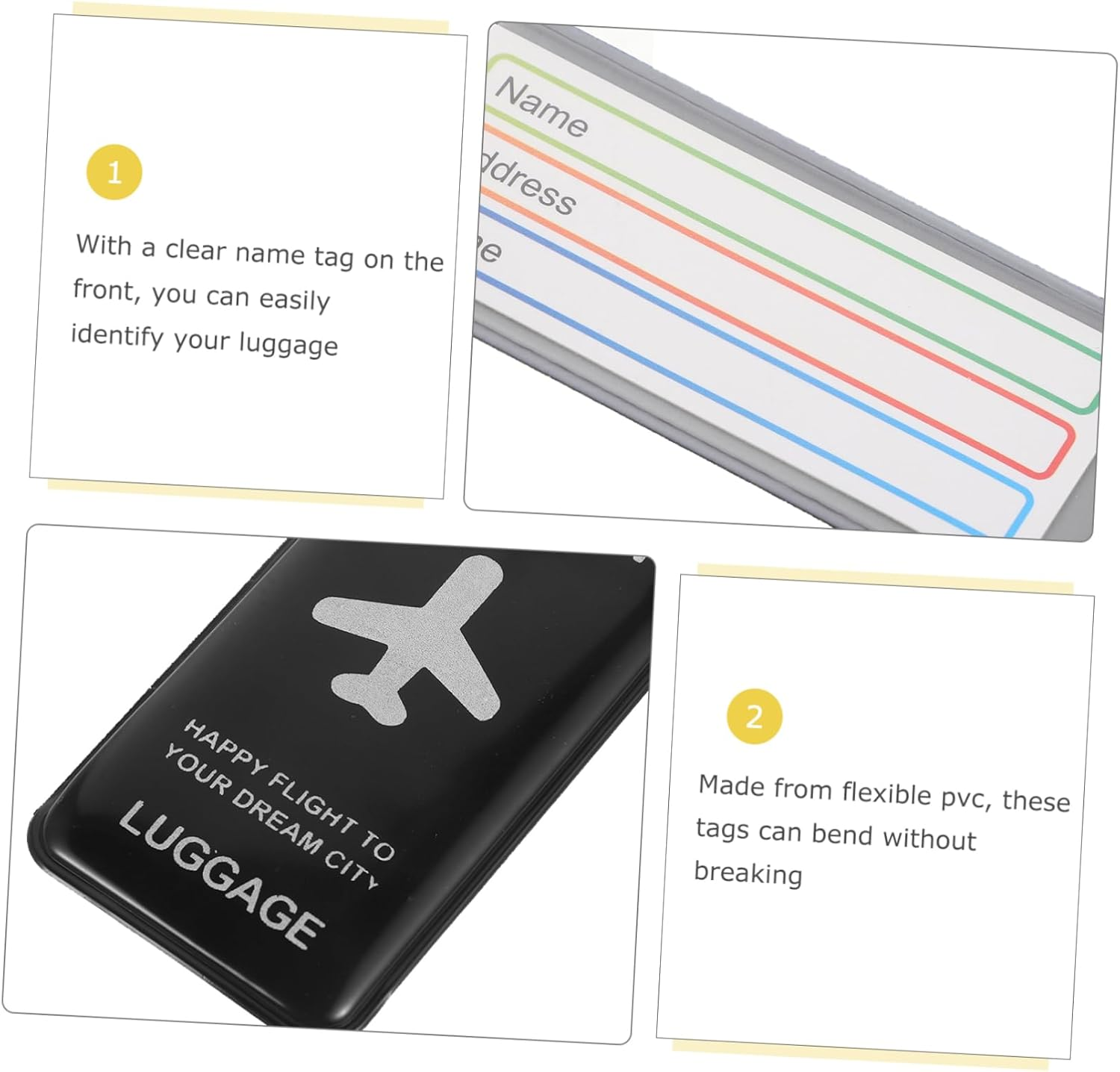 ANDRESLAD 4Pcs Heavy Duty Luggage Tags for Suitcases Travel Accessories Luggage Name Tags Identification image number 3