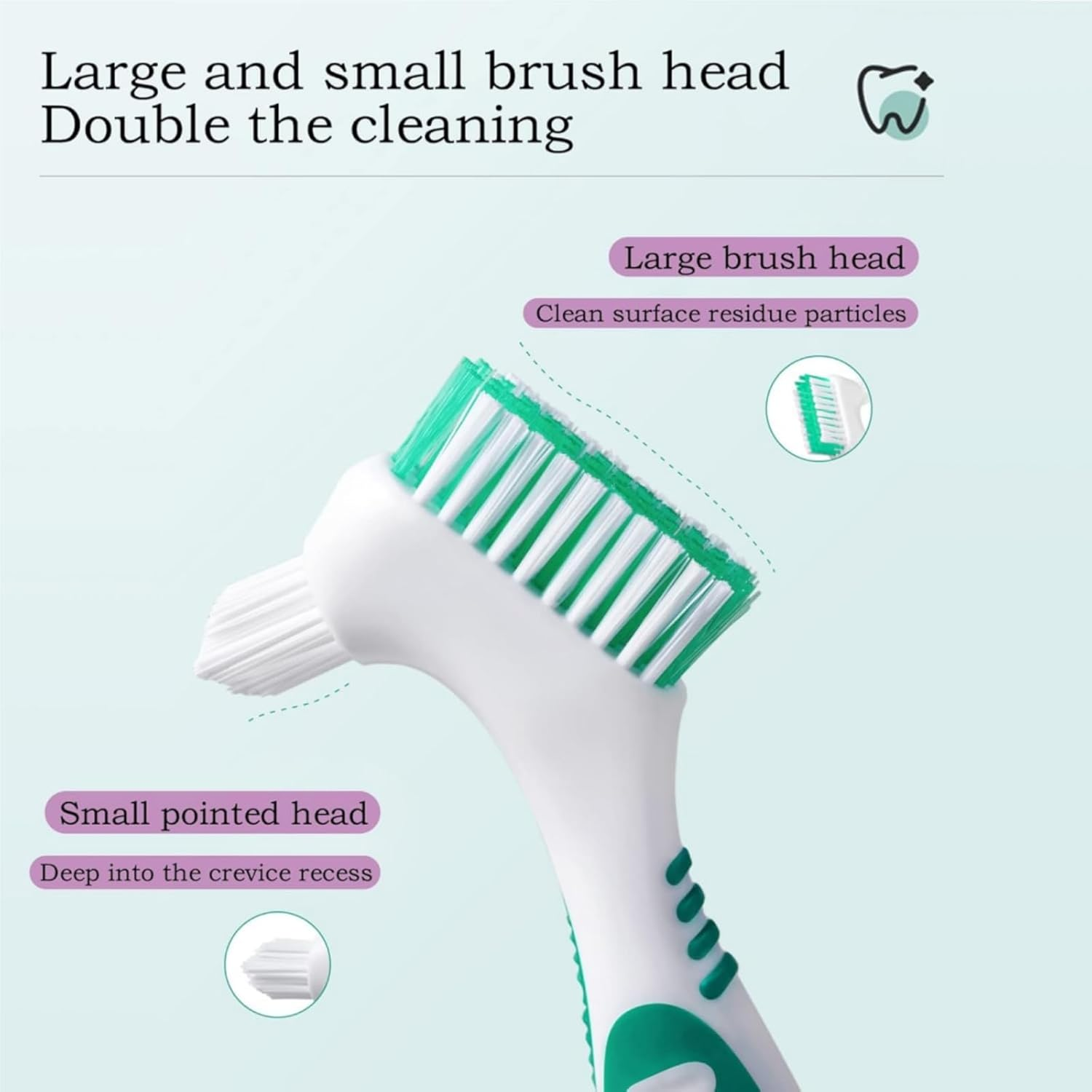 4-Pack Denture Cleaning Brush Set - Premium Durable Denture Cleaner for Denture Care, Multi-Layered Bristles & Ergonomic Handle (Blue, Green, Purple, Orange) - Sturdy Denture Brush image number 1