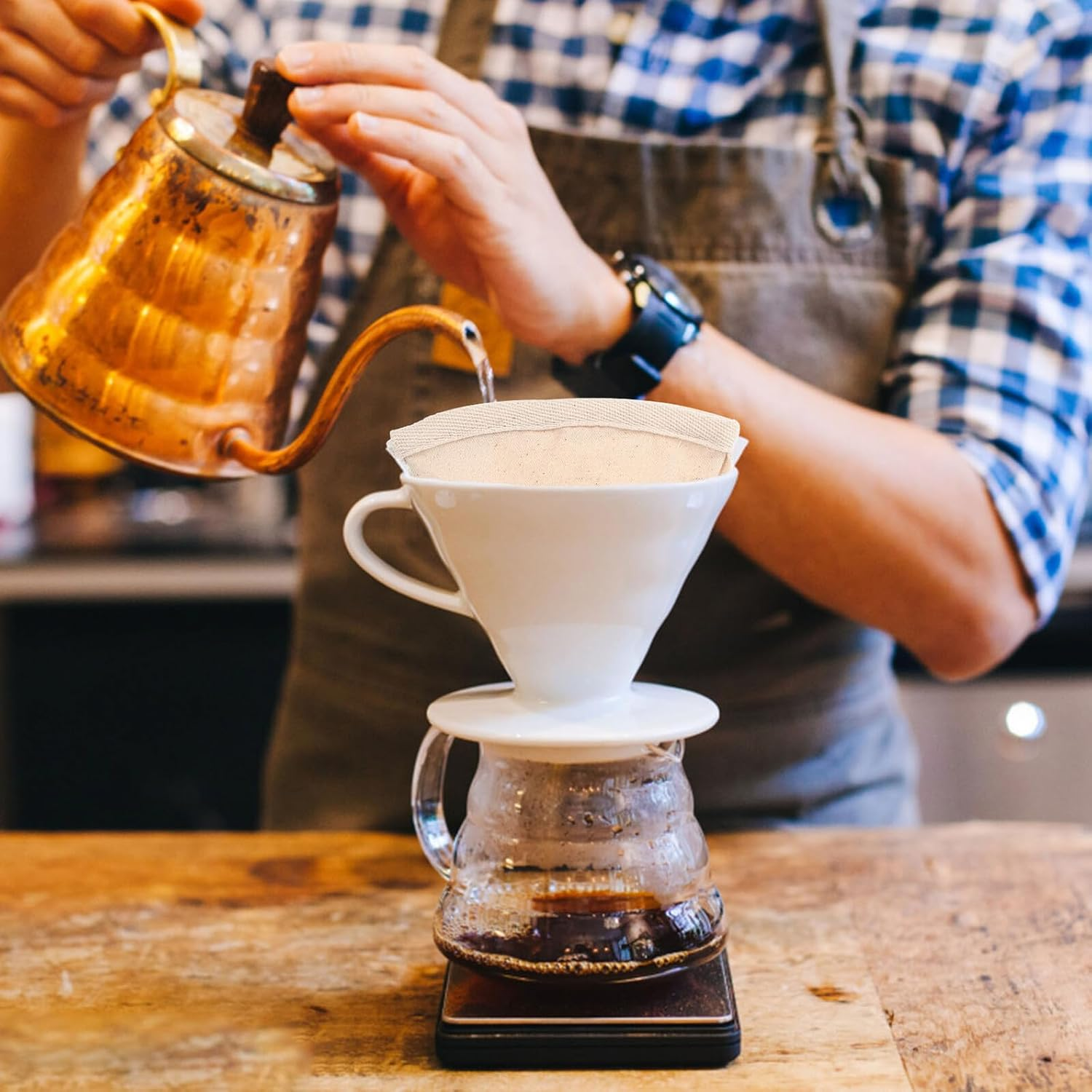 KALLORY Reusable Coffee Straining Bag with Wooden Handle Large Mesh Filter Bag Portable Tea Leaf Filter for Home Brewing 2Pcs Milk Tea Strainer Pouch image number 5