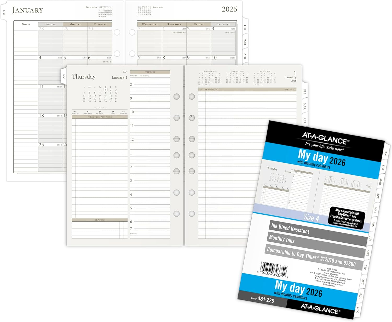 AT-A-GLANCE 2026 Planner, Daily, 5-1/2" X 8-1/2", Desk Size 4, Two Page per Day Refill, Loose-Leaf (481-225-26) image number 2