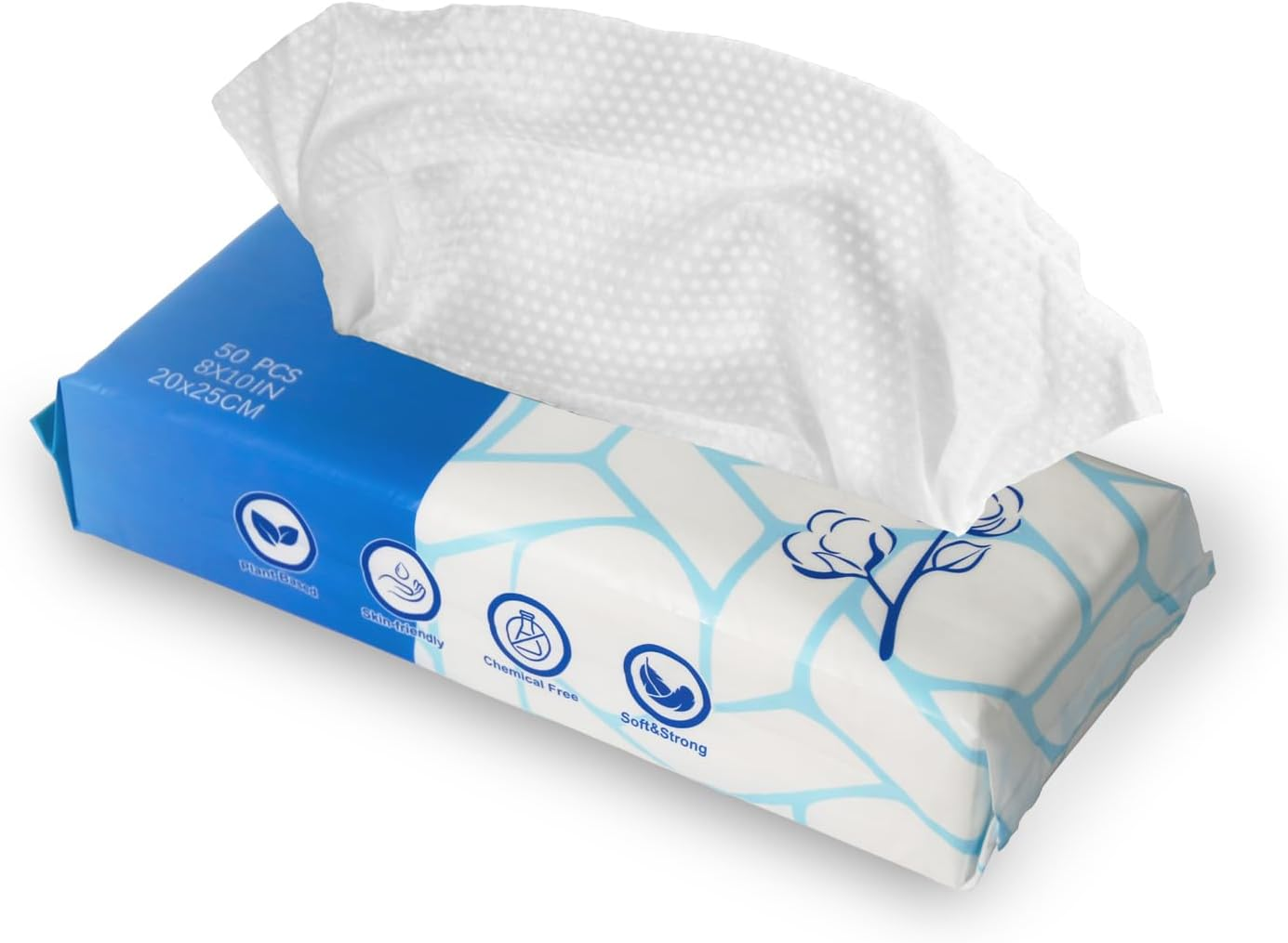 Disposable Face Towel, VIETDAI Large and Soft Clean Facial Towels for Sensitive Skin, Cotton Face Towelette Disposable for Facial Cleansing, Makeup Removing, Nursing, Travel - 50 Count image number 2