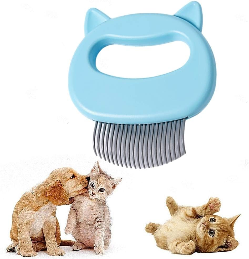 Custelen Cat Comb Pet Short & Long Hair Removal Massaging Shell Comb - Soft Deshedding Brush Grooming Tool for Dog Puppy Rabbit (Blue) image number 5
