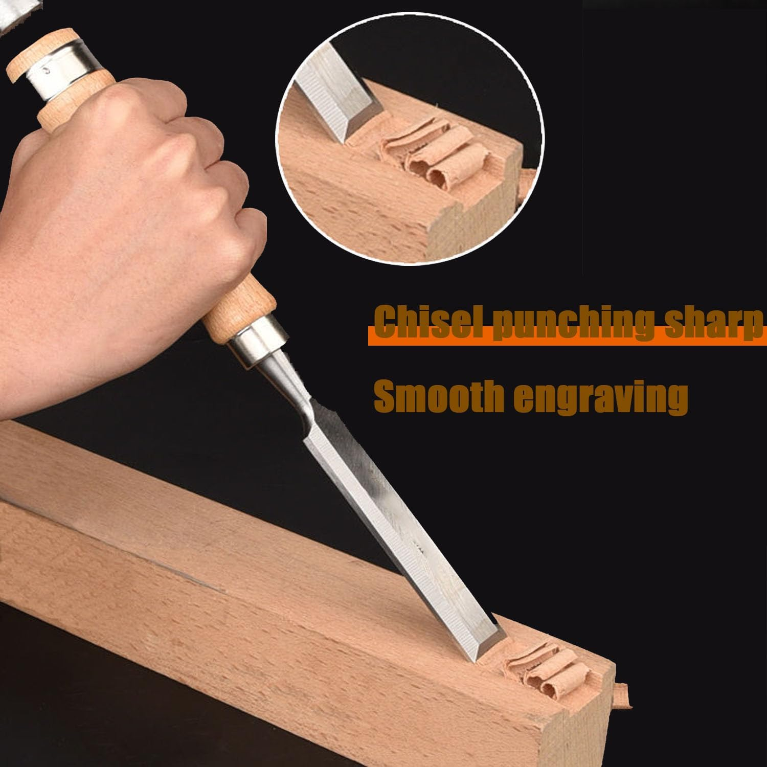 Shengsenfu 4 Pcs Wood Chisel Set, Carbon Steel, Bevel Edge, Ideal for Wood Carving, Engraving & Construction image number 5