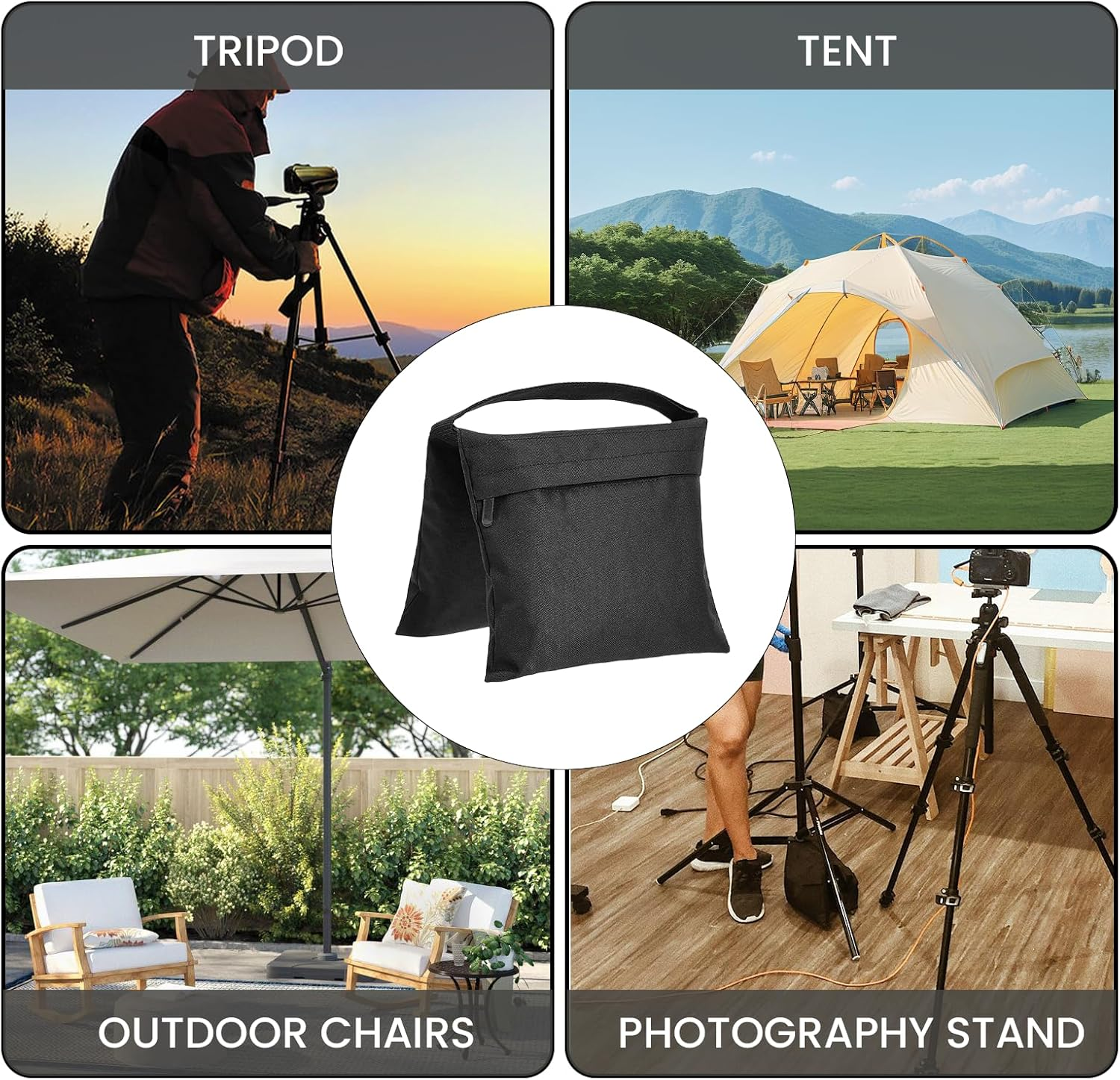 Sandbags for Photography, Set of 4 Sandbags for Photography, Sandbags for Photography, Sandbag for Photography Lamp Stand, Sandbags with 4 Carabiners, Sandbag for Photo Studio, Tripods, Tents image number 3