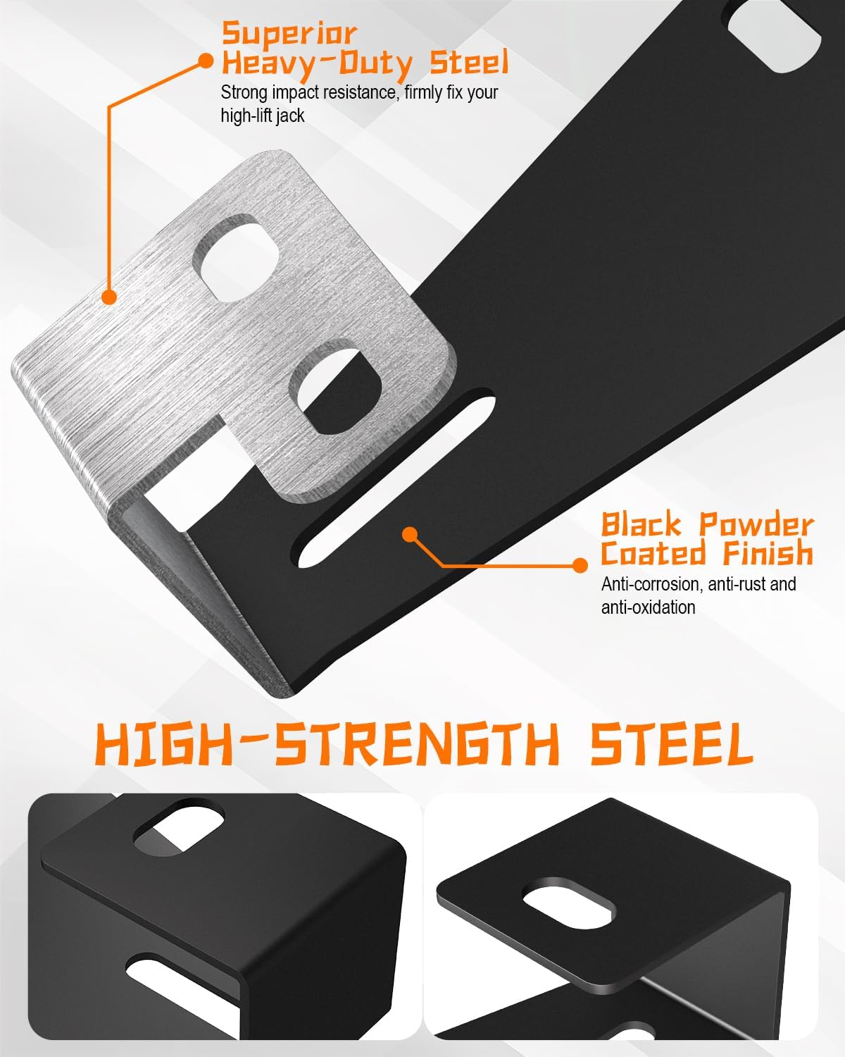 High Lift Jack Hood Mounts, Steel Hinge Hi Lift Jack Stand Mount Compatible with Jeep Wrangler CJ 1944-1986 / YJ 1987-1995 / TJ 1997-2006, 2 Pack, Black image number 5