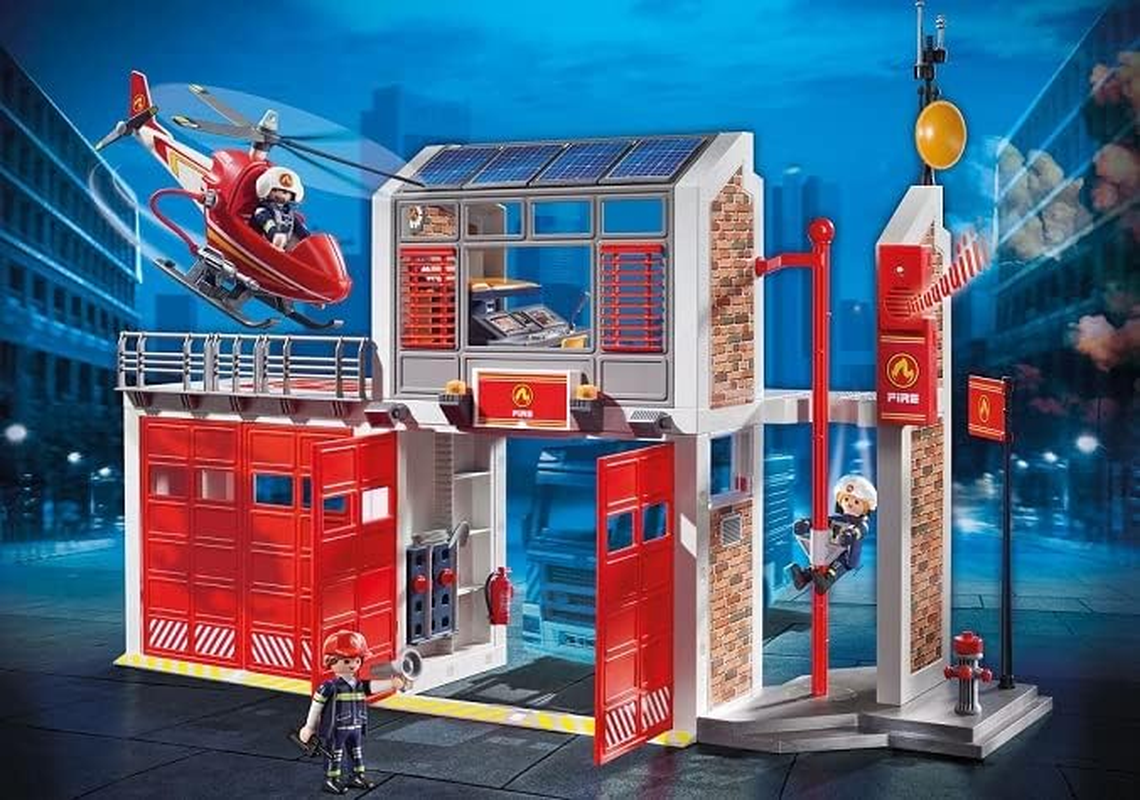 Playmobil 9462 City Action Fire Station with Fire Alarm, Fire Fighter and Helicopter Toy, Fun Imaginative Role Play, Playset Suitable for Children Ages 4+