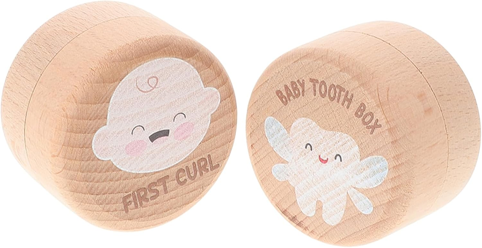 2Pcs Wooden Tooth Keepsake Box for First Lost Teeth Cute Boy Girl for Boys Girls