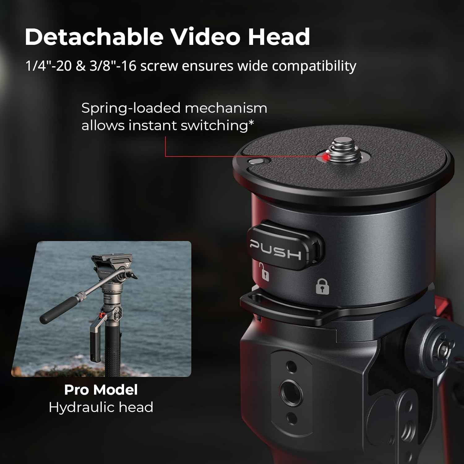 Smallrig 175Cm / 68.9" Carbon Fiber Video Monopod for Camera, Compact Camera Monopod with One-Button Lift & Lock, Max. 5Kg Playload Fluid Head Fits for DJI RS and for MFT 501L - 5565 image number 5